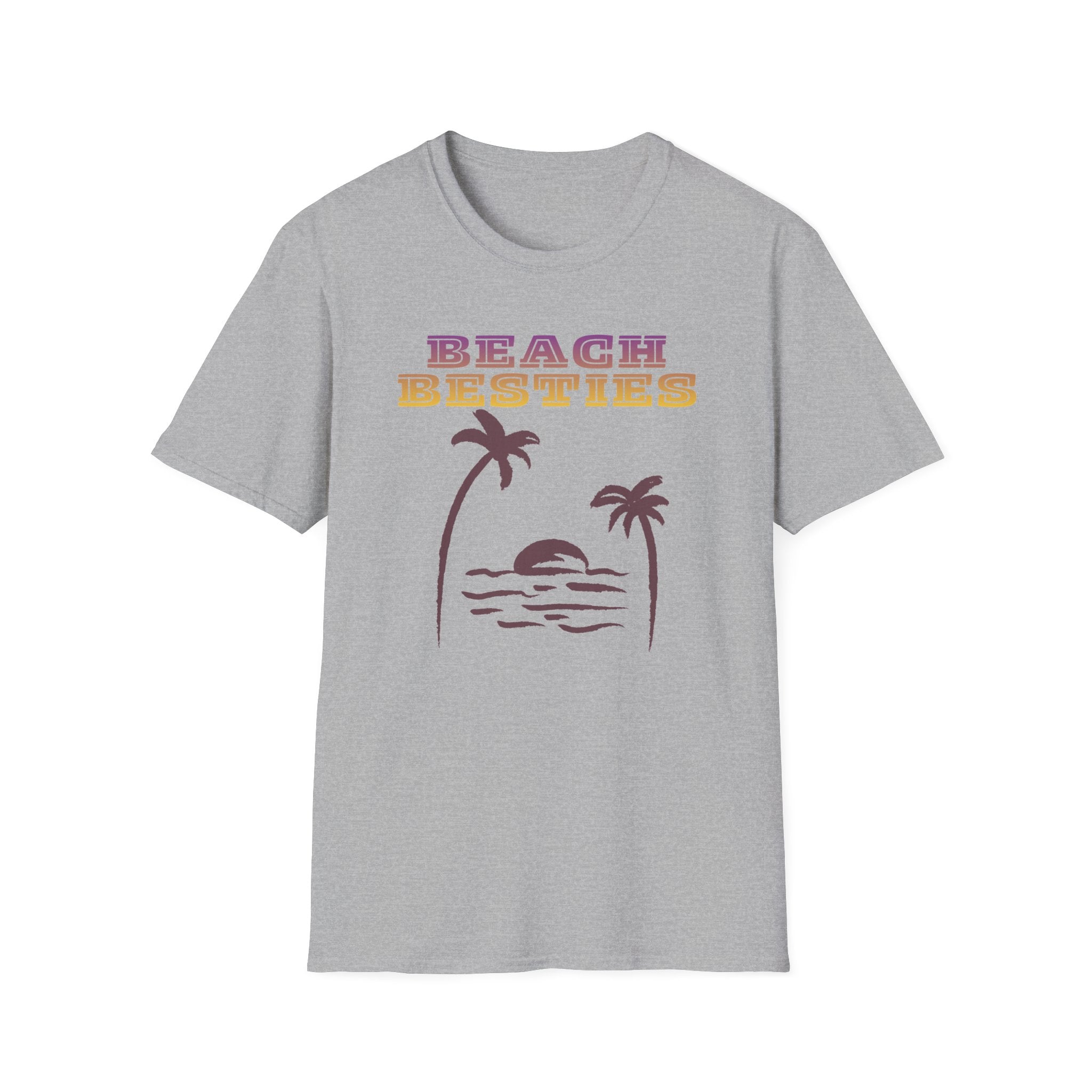 Beach Besties Shirt, Retro Beach Tee, Palm Tree Sunset T-Shirt, Summer Vacation Shirt