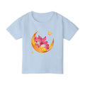 Cute Sleeping Pink Baby Dragon on Moon Toddler T-Shirt | Nursery Kids Tee | Soft Cotton Toddler Shirt