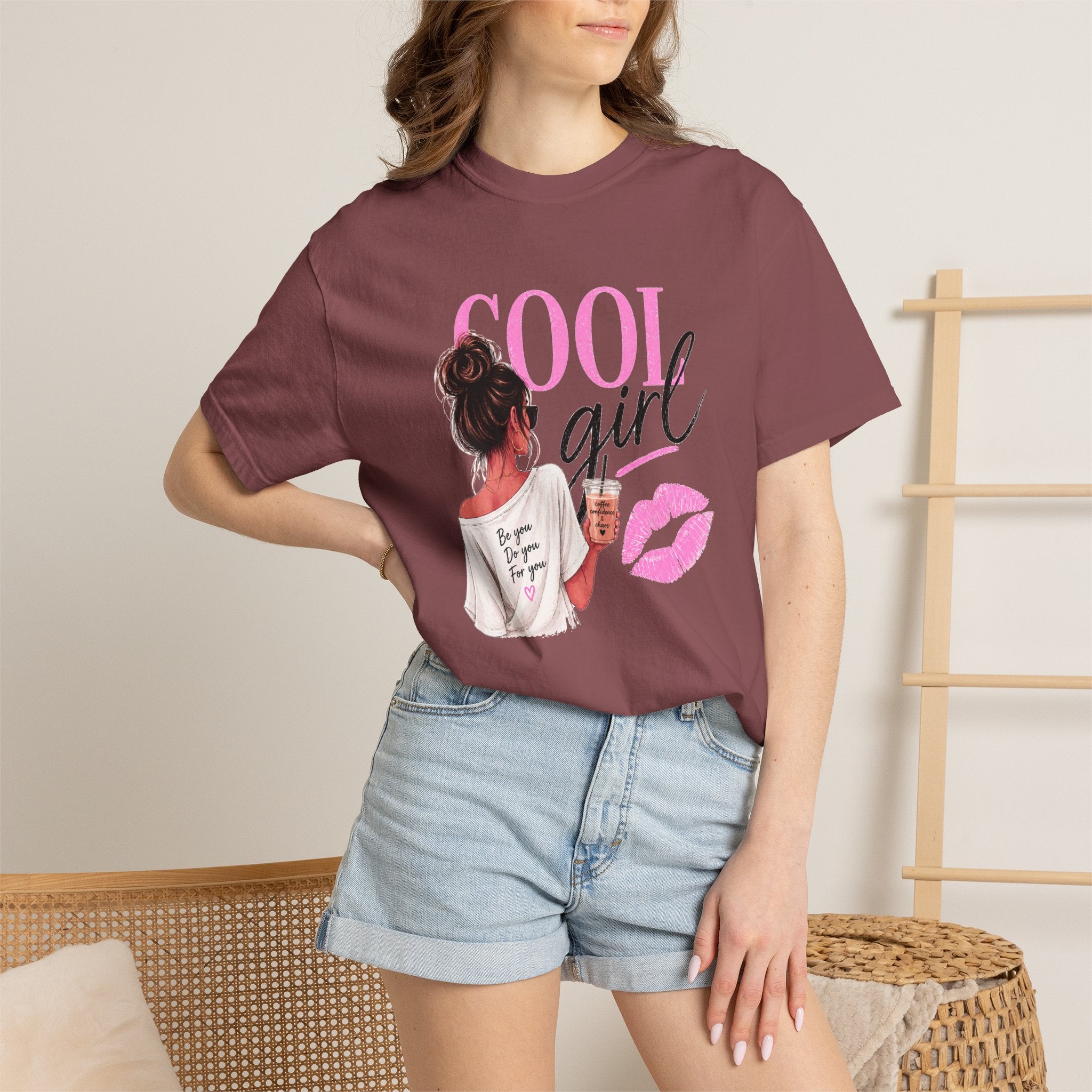 Cool Girl Graphic T‑Shirt — Pink Lip Print Casual Tee