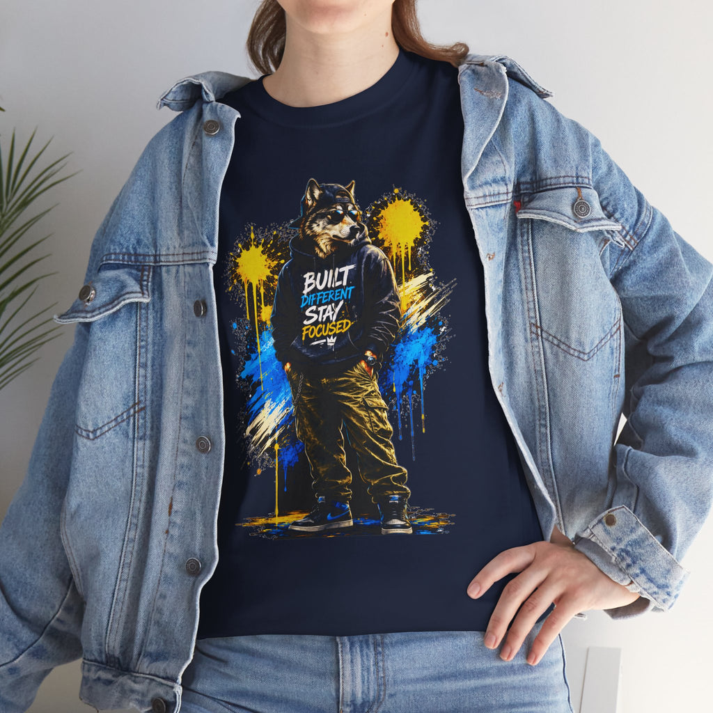 Raccoon Street Art Tee — "Built Not Born" Graphic T-Shirt