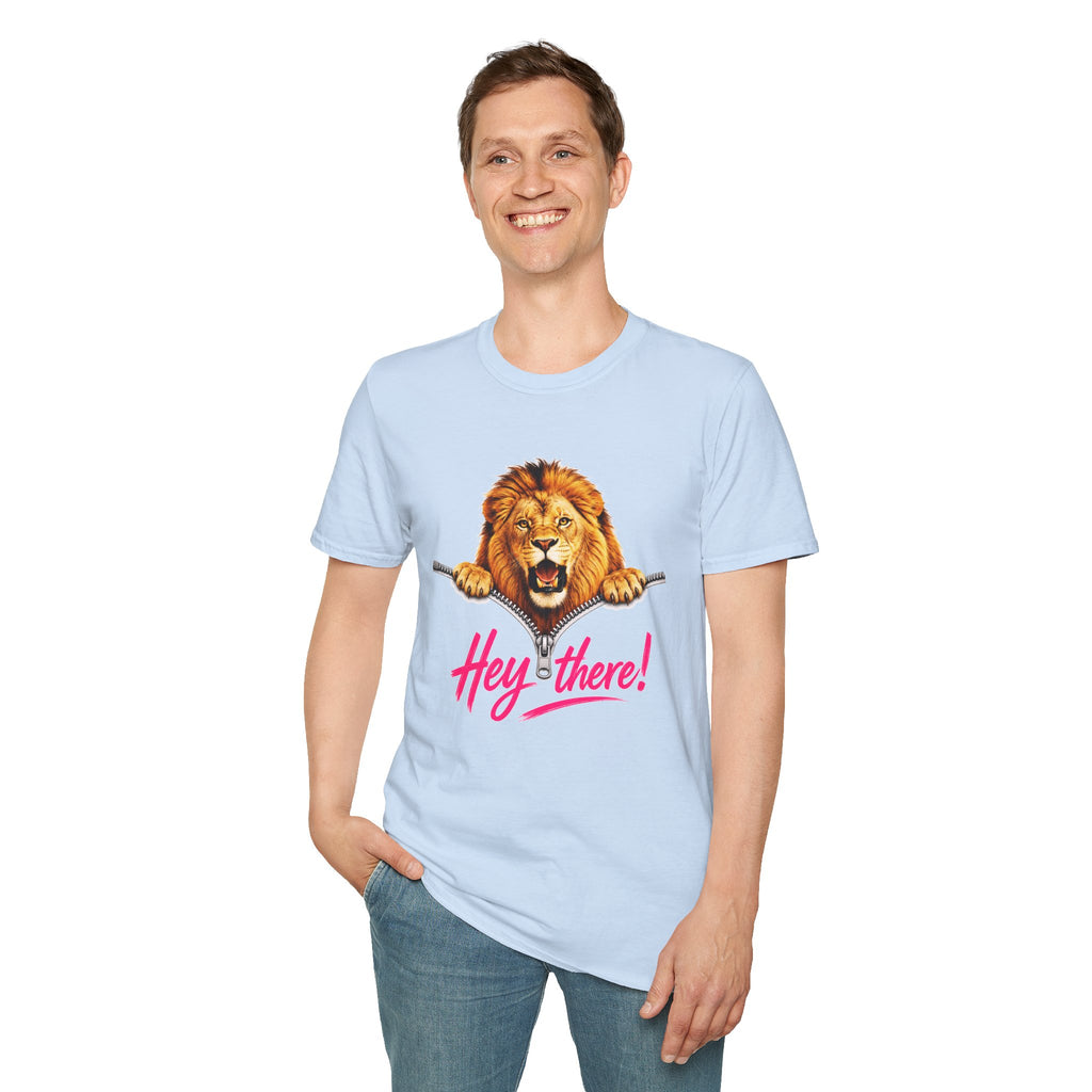 Lion Graphic Tee, Hey There Lion Shirt, Cute Roaring Lion T-Shirt, Funny Animal Graphic Tee, Unisex Casual Shirt