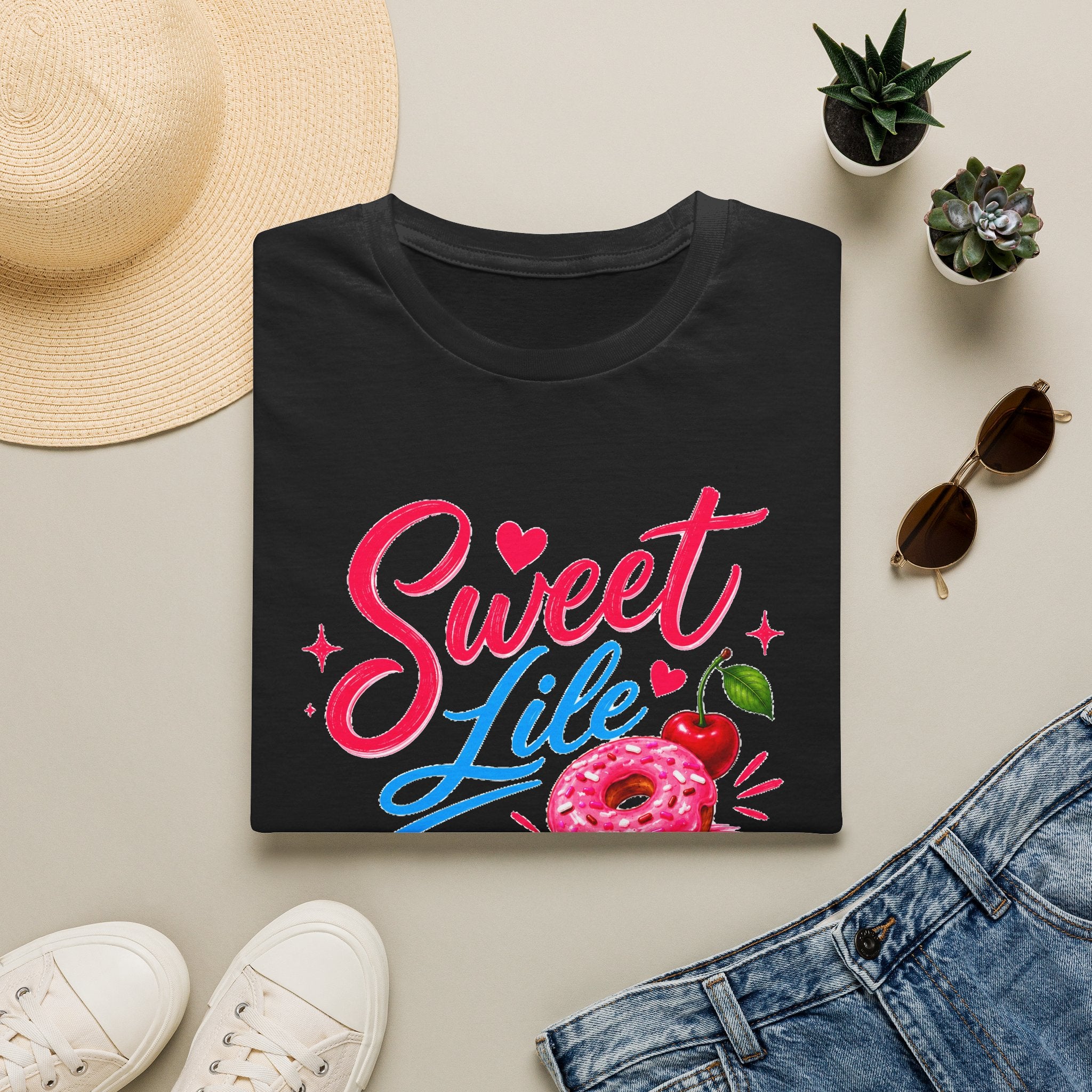 Sweet Life T-Shirt — Cute Donut & Cherry Graphic