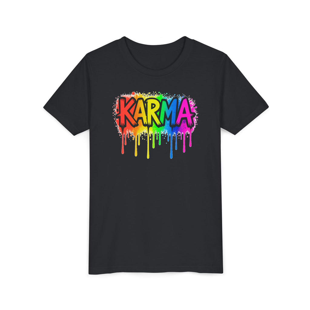 KARMA Rainbow Drip Youth Tee – Colorful Graffiti Kids T-Shirt