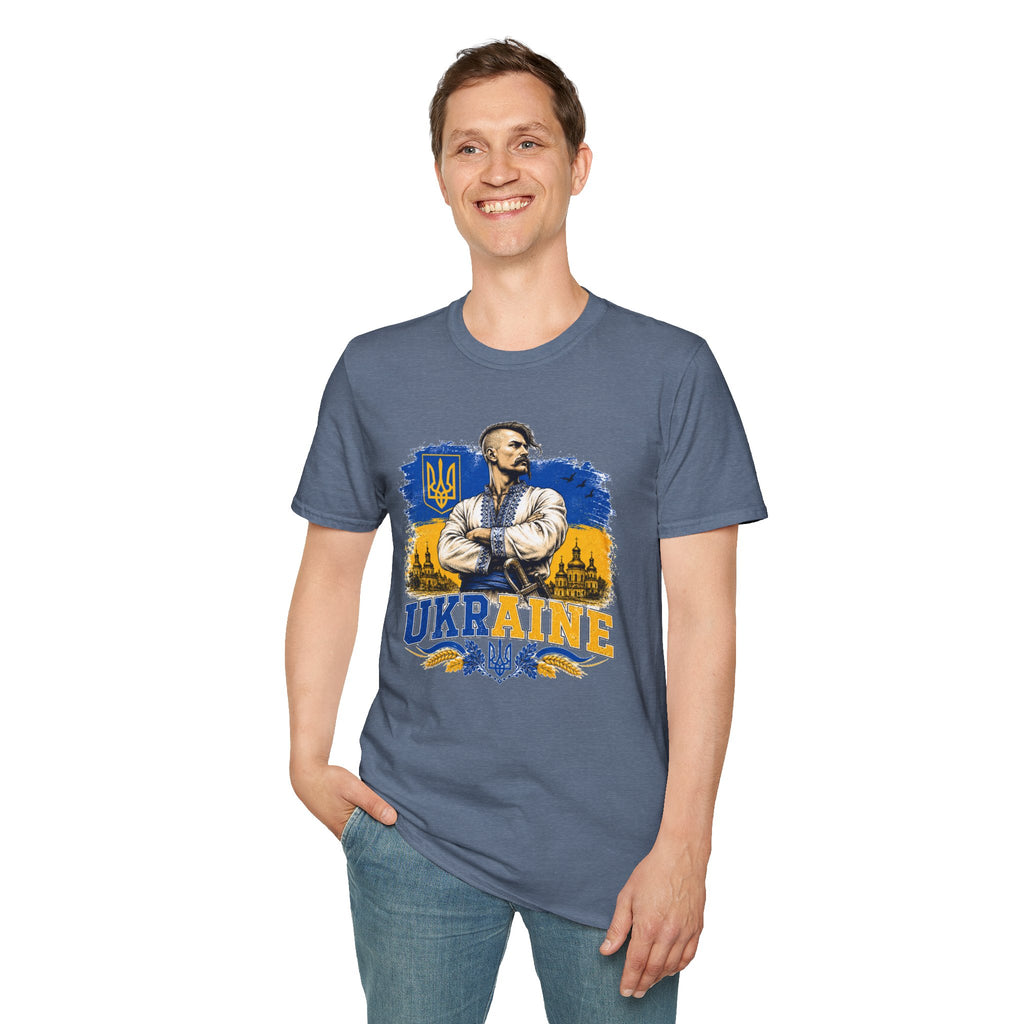 T-Shirt — Ukraine Cossack Patriotic Tee with Tryzub Crest