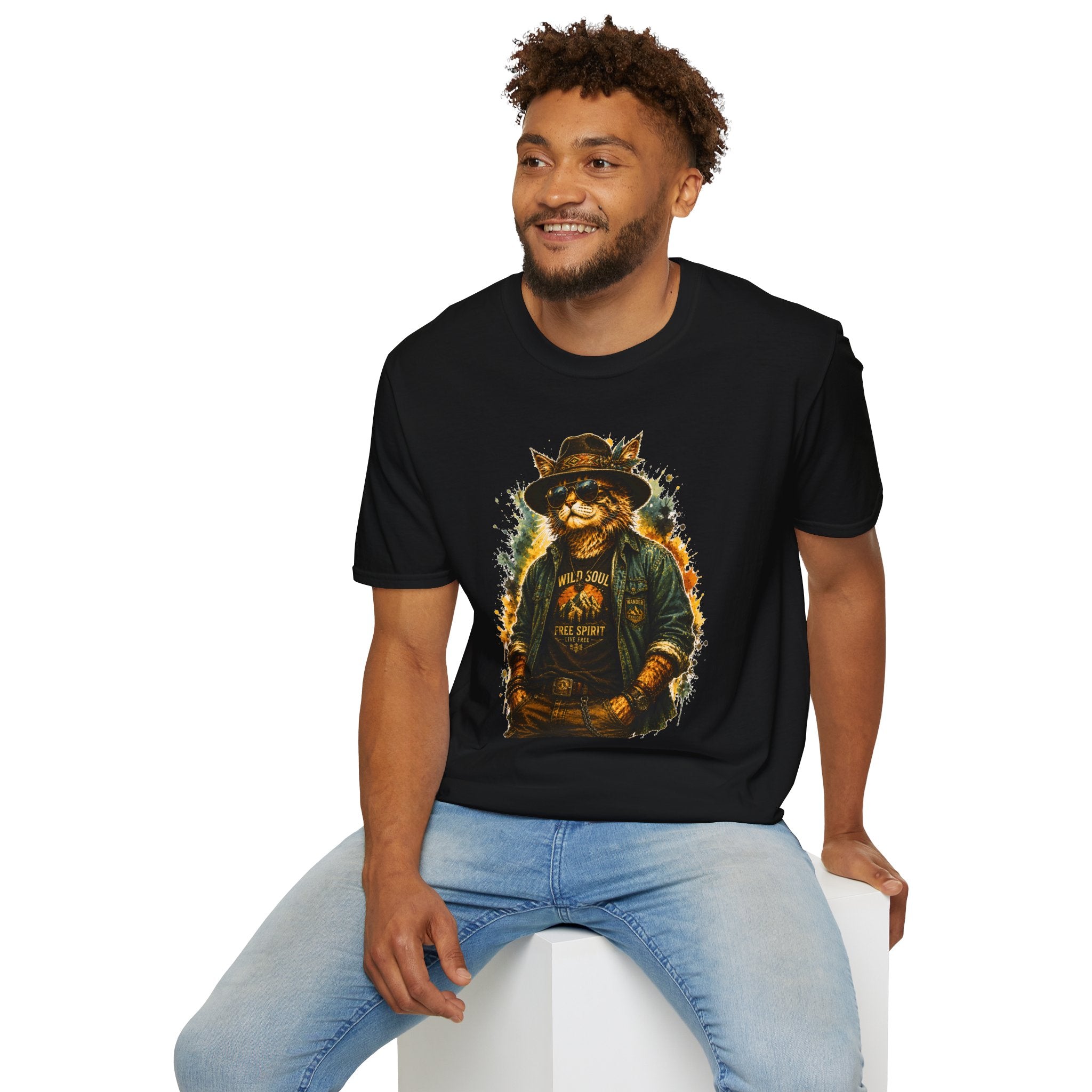 Boho Cat T-Shirt, Wild Soul Cat Tee, Vintage Cat Graphic Shirt, Cat Lover Gift, Hippie Cat Shirt, Bohemian Animal Tee