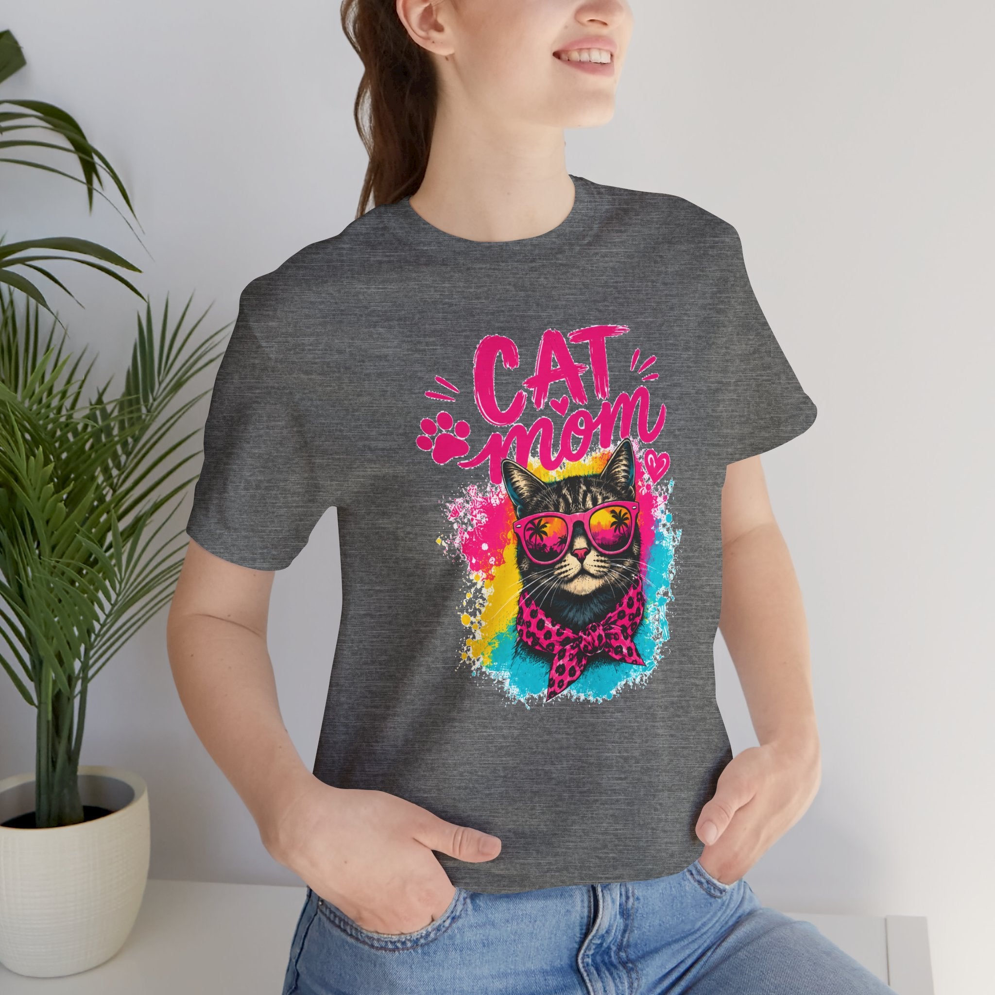 Cat Mom T-Shirt | Funny Cat Mom Gift | Colorful Retro Cat Lover Tee | Cute Cat Graphic Shirt | Unisex Cat Mom Tee