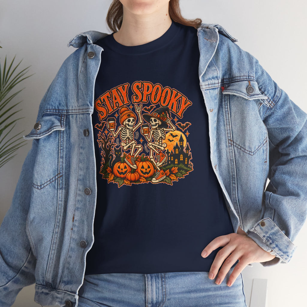 Stay Spooky Halloween Shirt | Dancing Skeleton Pumpkin Graphic Tee