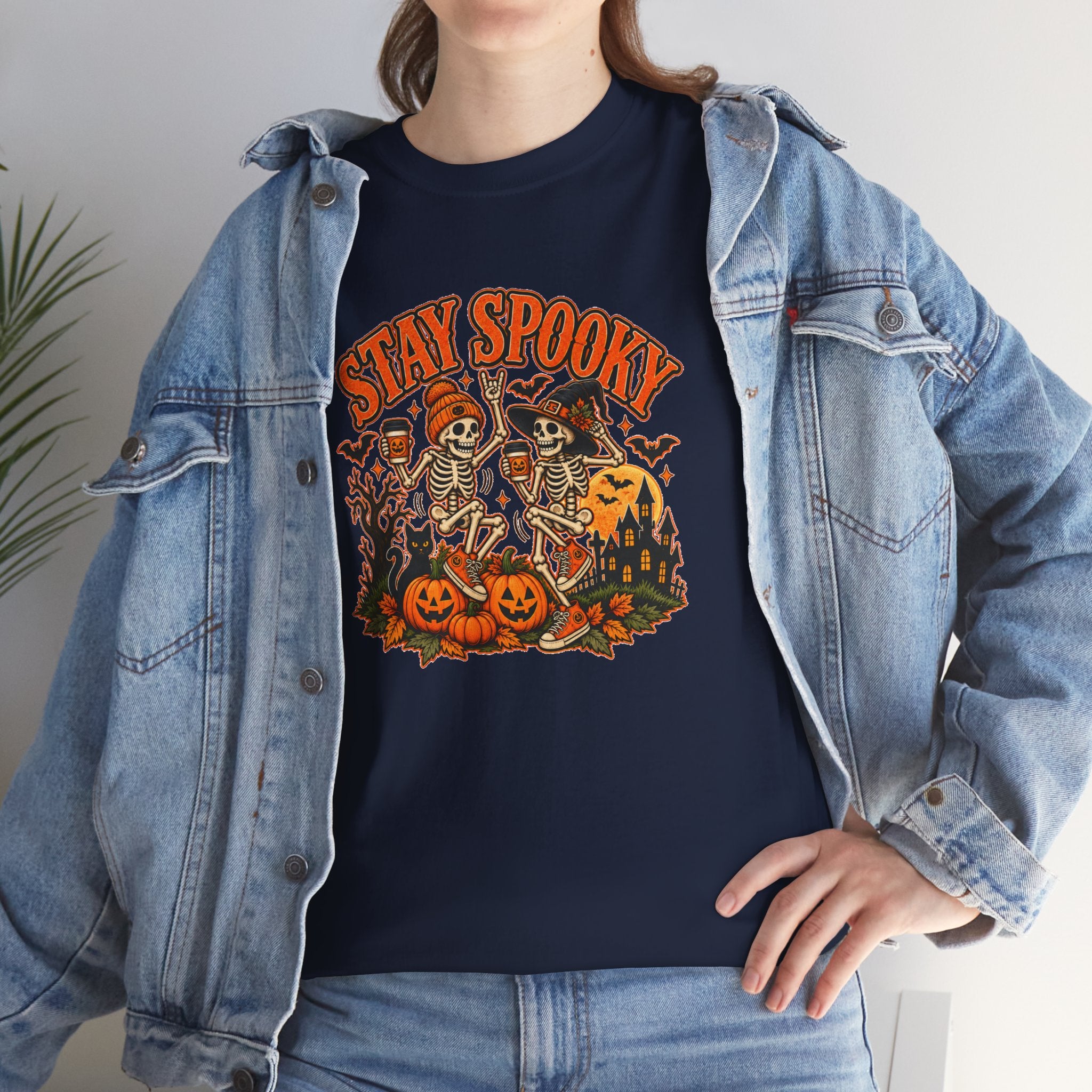 Stay Spooky Halloween Shirt | Dancing Skeleton Pumpkin Graphic Tee