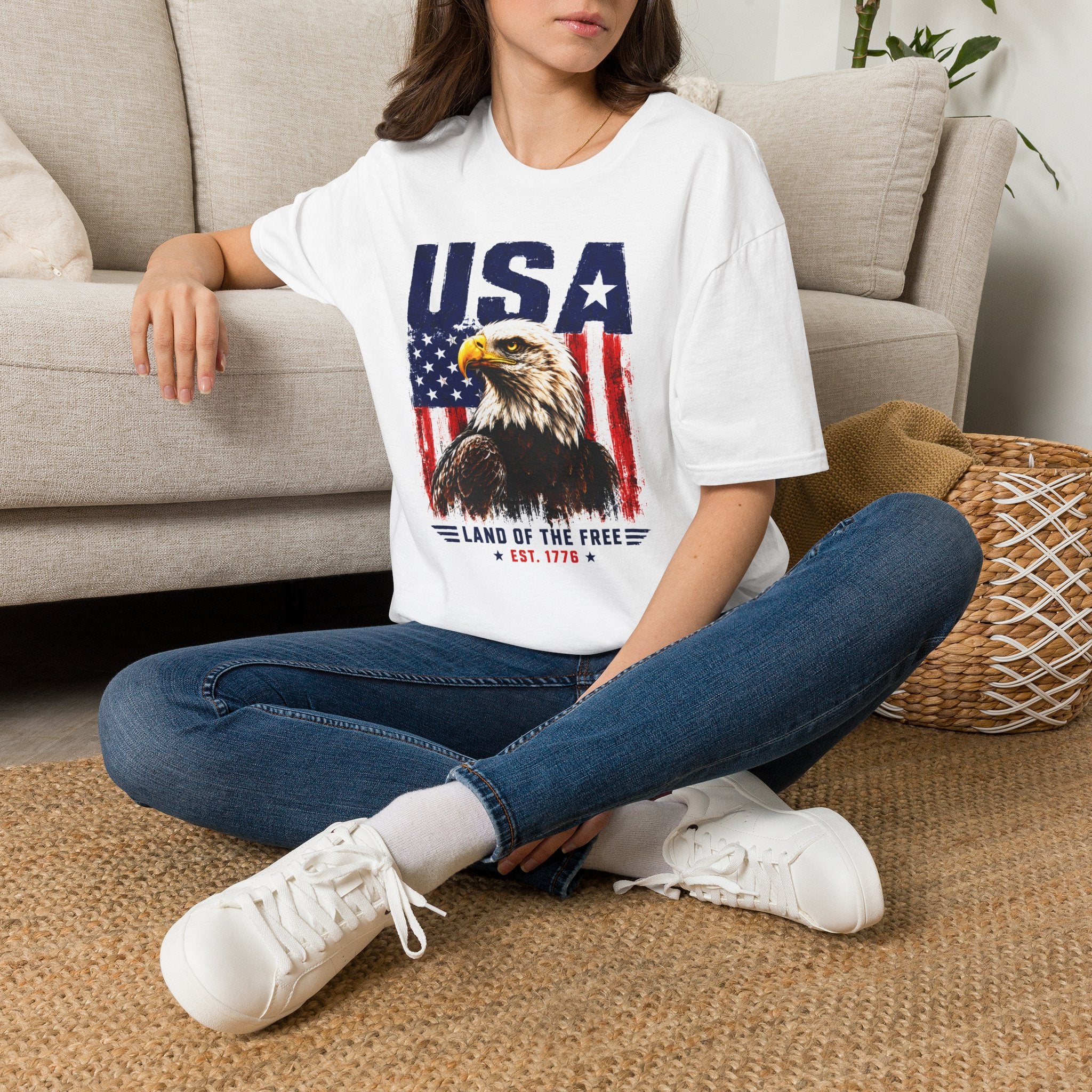 USA Eagle T-Shirt — Patriotic American Flag Graphic Tee (Land of the Free)