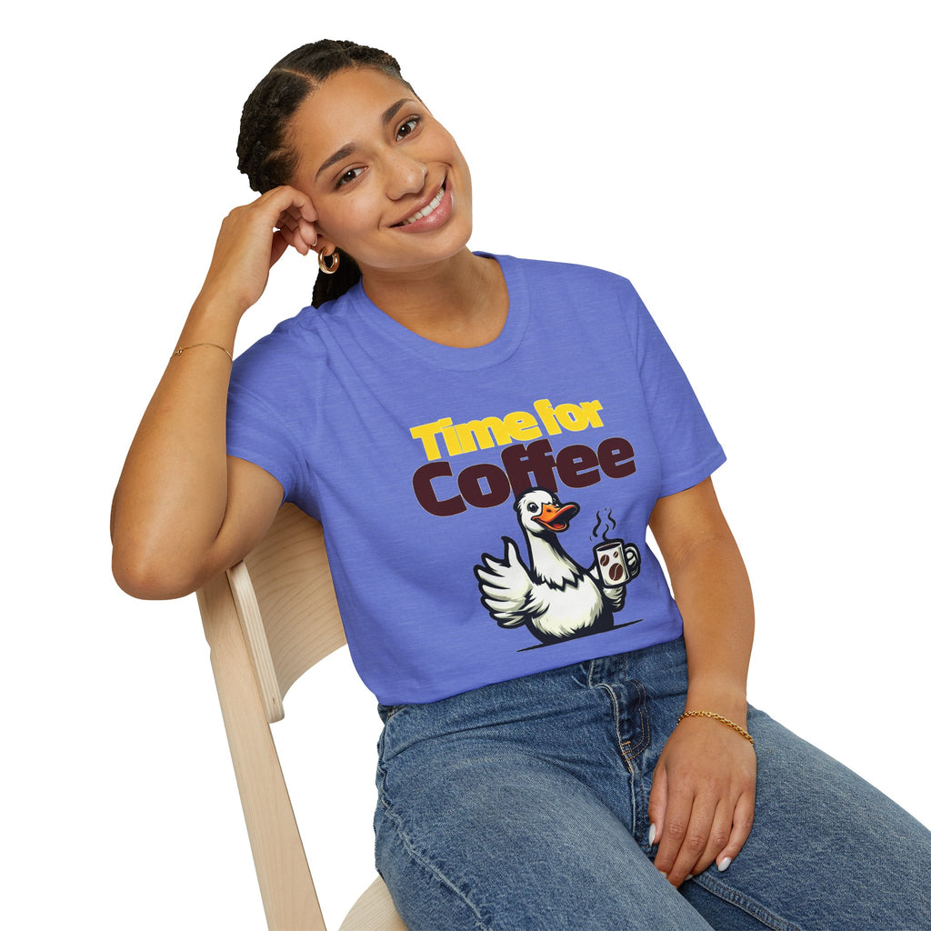Time for Coffee Goose T-Shirt ☕🪿 Funny Cute Coffee Lover Graphic Tee Unisex Gift