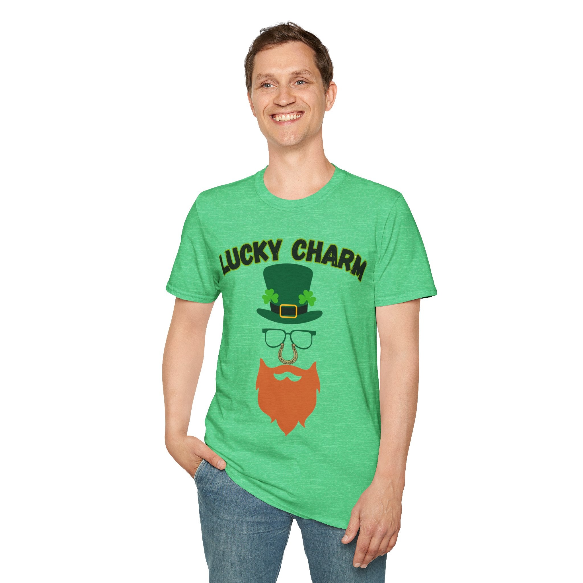 Lucky Charm St. Patrick’s Day T-Shirt — Leprechaun Hat & Beard Graphic
