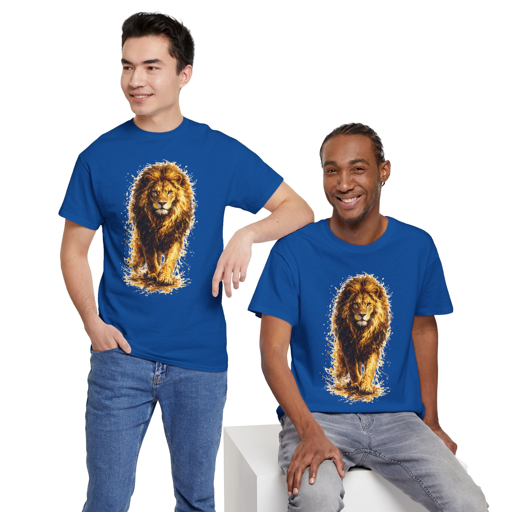 Lion Graphic T-Shirt, Majestic Walking Lion Tee, Watercolor Wildlife Shirt, Unisex Animal Graphic Tee, Lion Lover Gift, Nature Art Shirt
