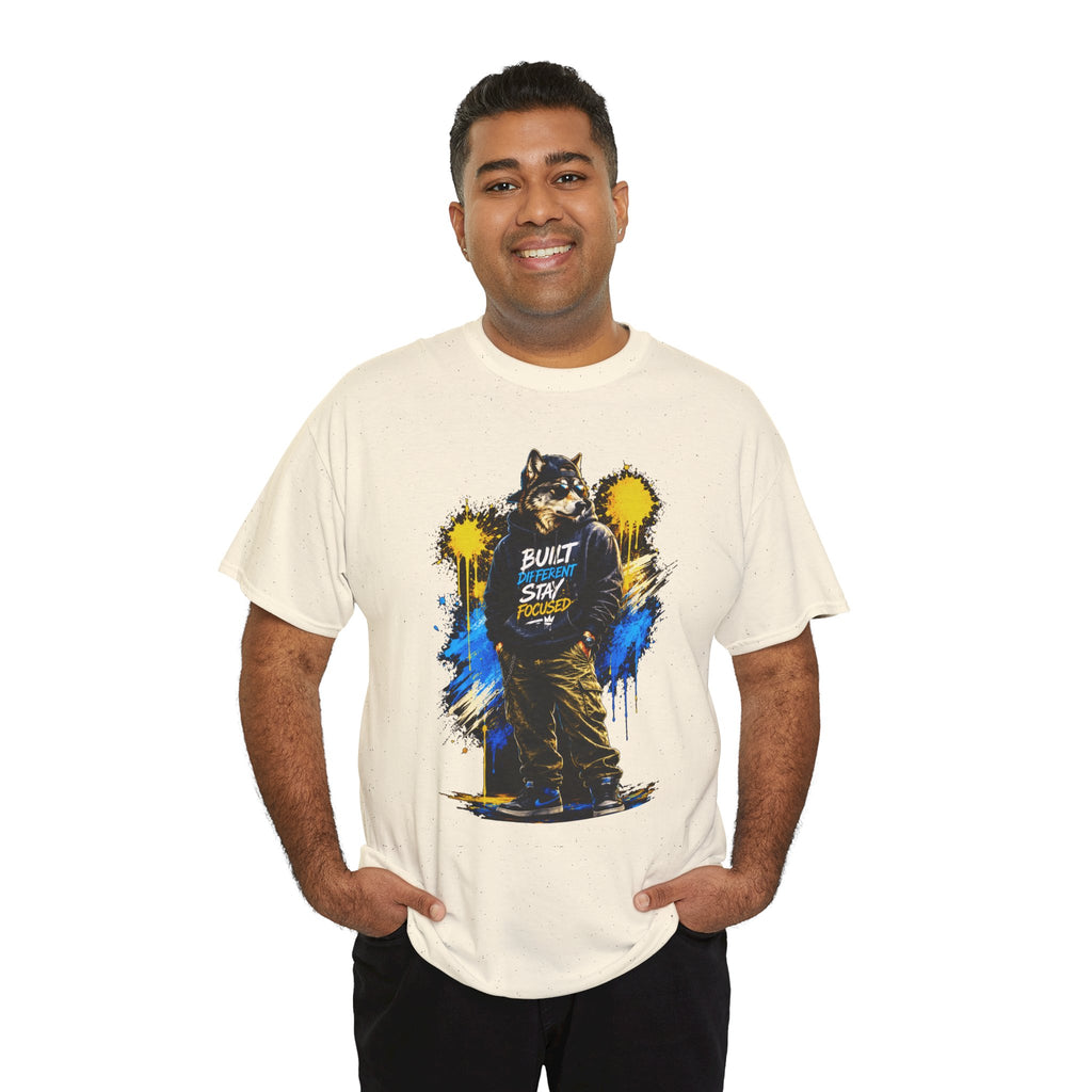 Raccoon Street Art Tee — "Built Not Born" Graphic T-Shirt