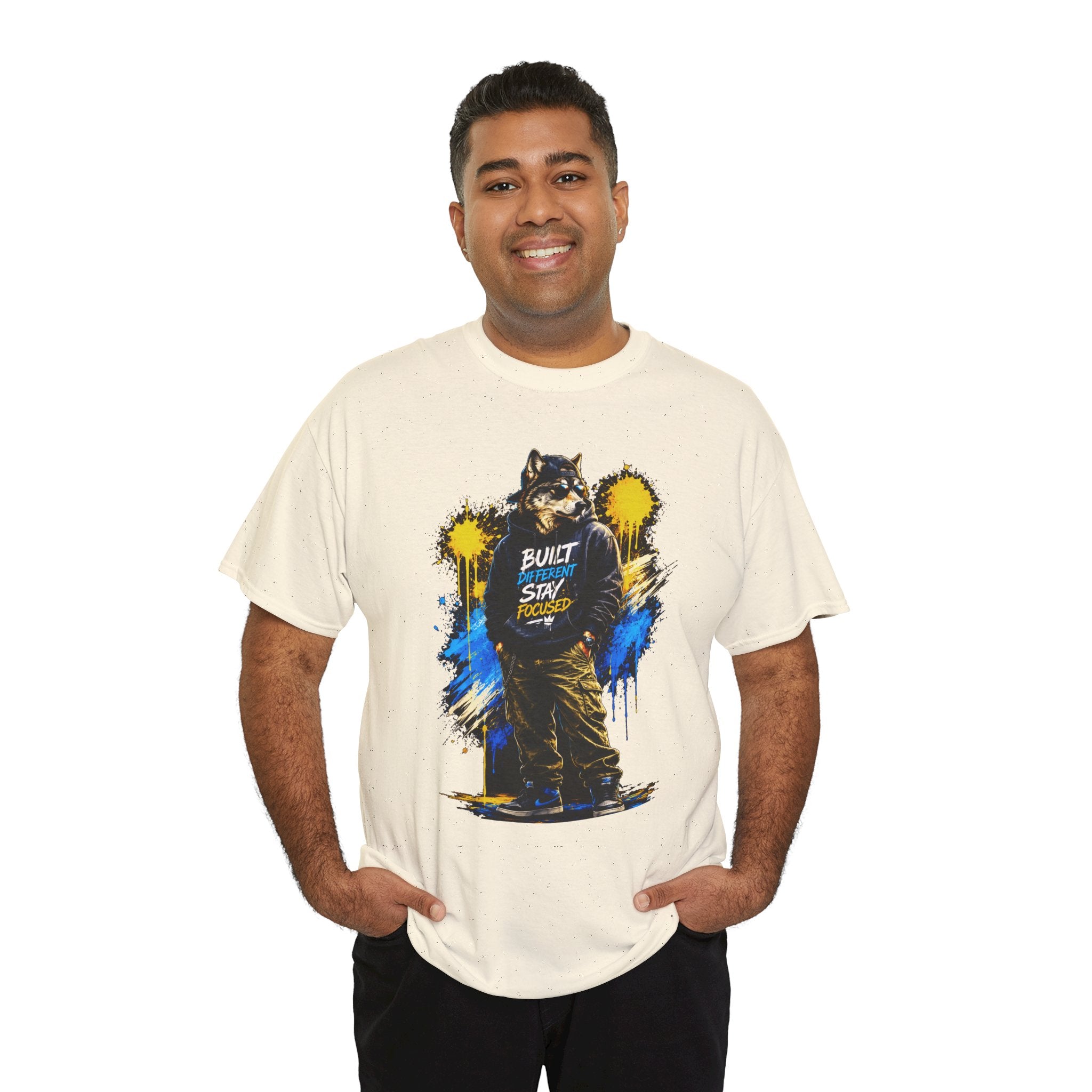 Raccoon Street Art Tee — "Built Not Born" Graphic T-Shirt