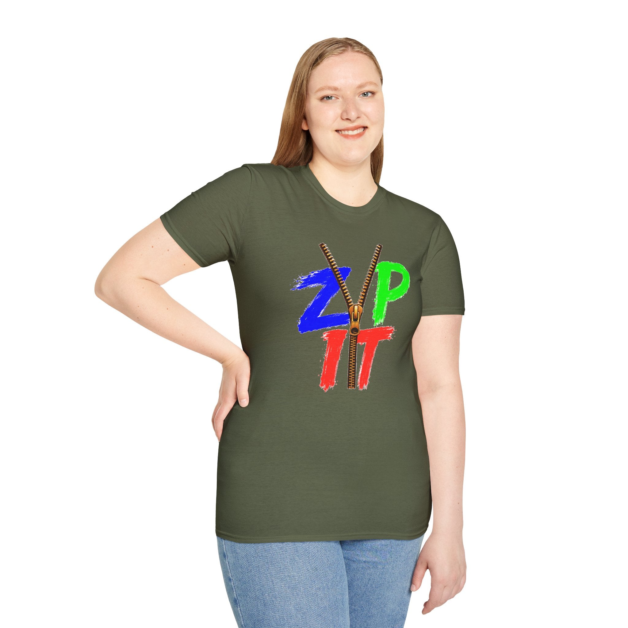 Zip It T-Shirt — Bold Color Zipper Graphic Tee