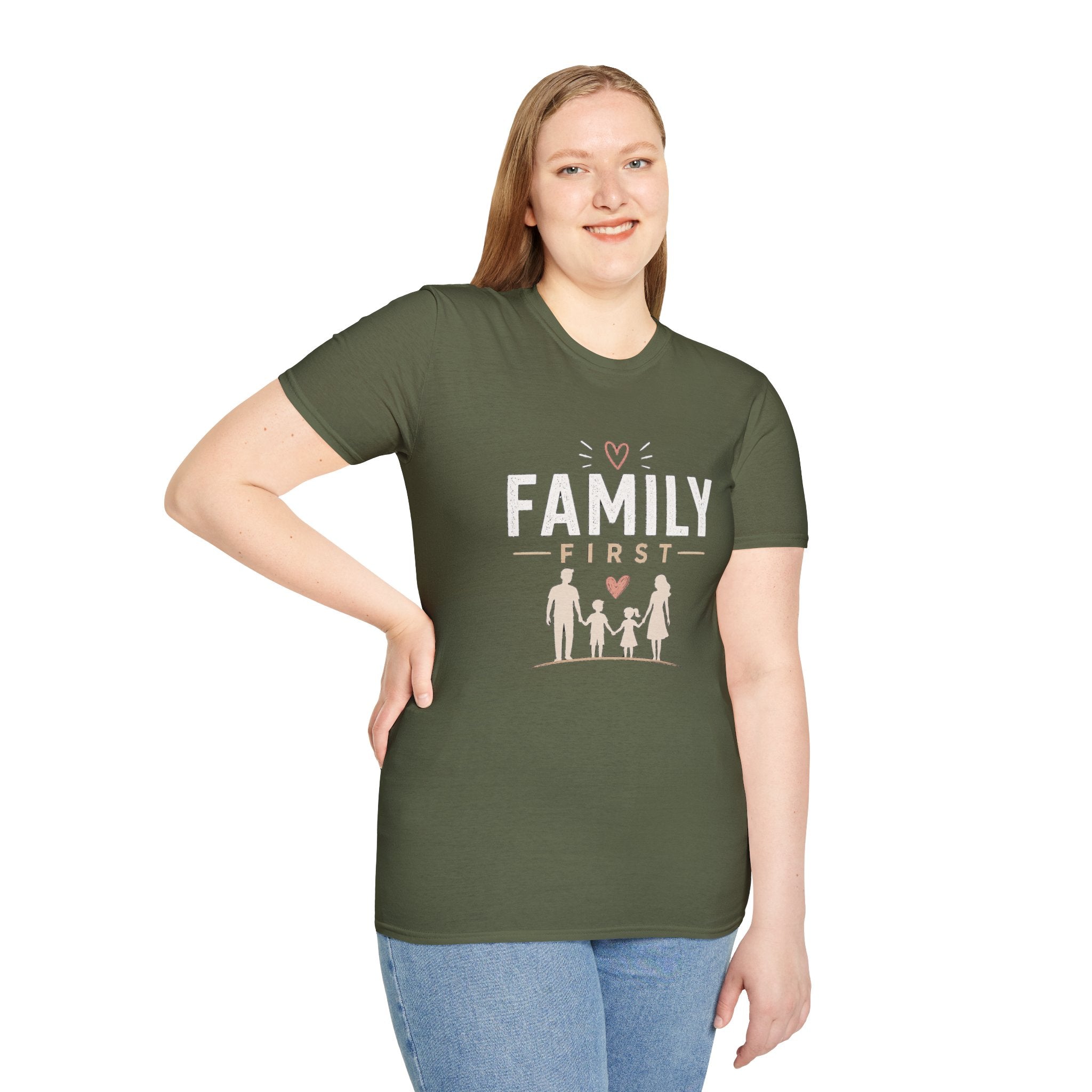 Family First T-Shirt | Matching Family Shirt | Cute Family Graphic Tee | Gift for Mom Dad Kids | Minimalist Family Shirt