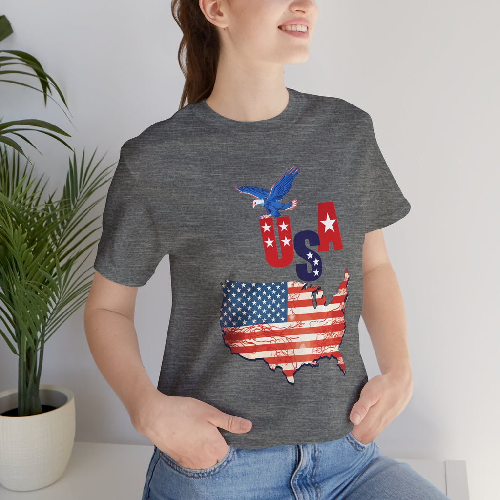USA Flag Map T-Shirt, Patriotic Eagle Shirt, 4th of July Shirt, American Flag Tee, Independence Day Gift