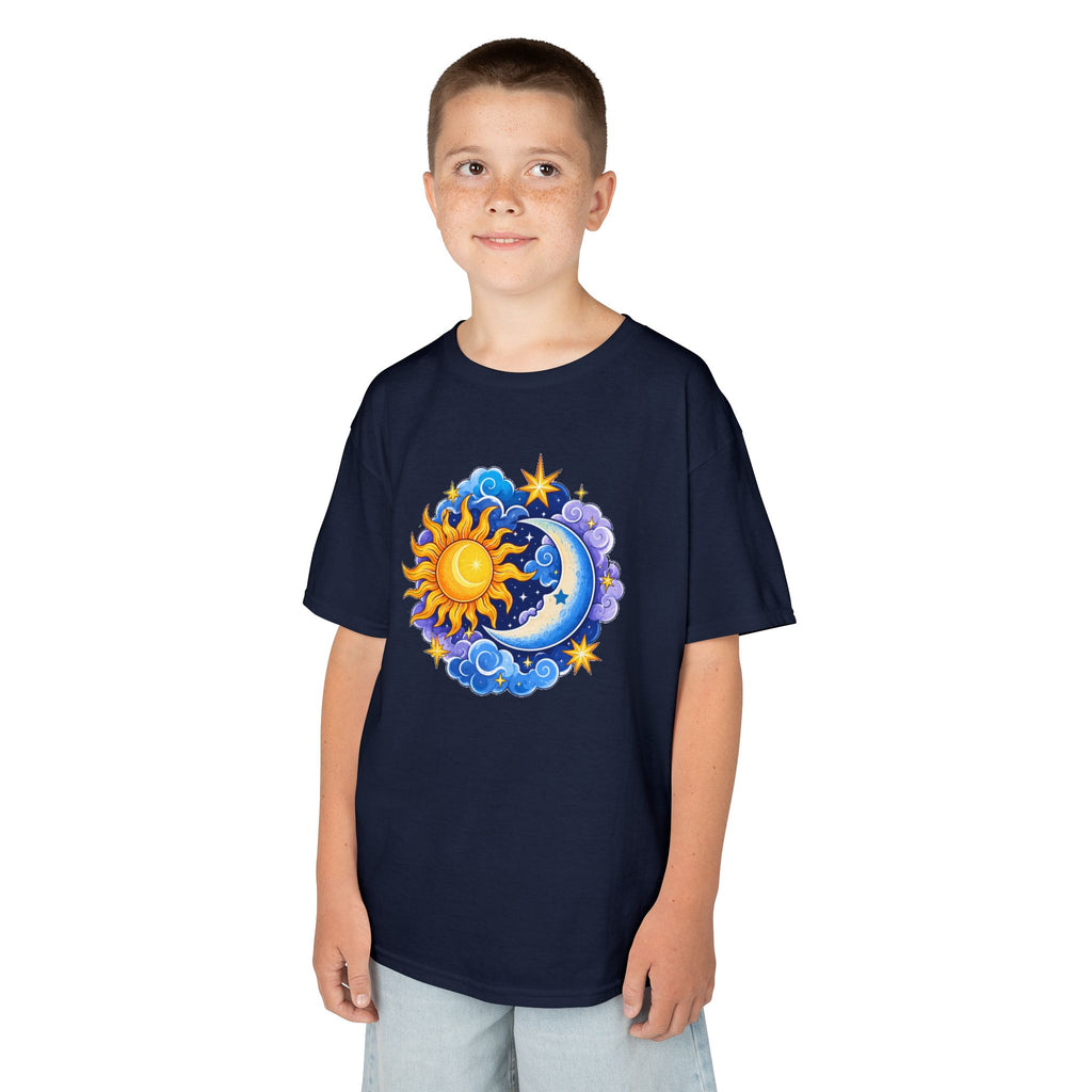 Kids Sun & Moon Graphic Tee — Colorful Celestial Design