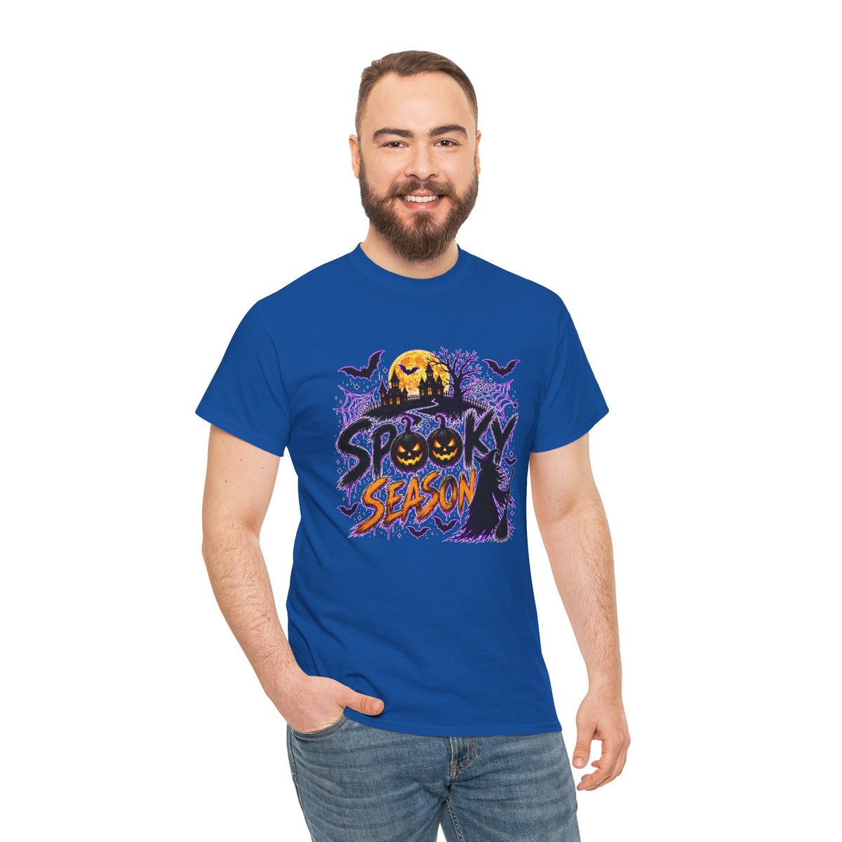Spooky Season Halloween T-Shirt, Jack O Lantern Pumpkin Tee, Haunted House Graphic Shirt, Unisex Halloween Tee