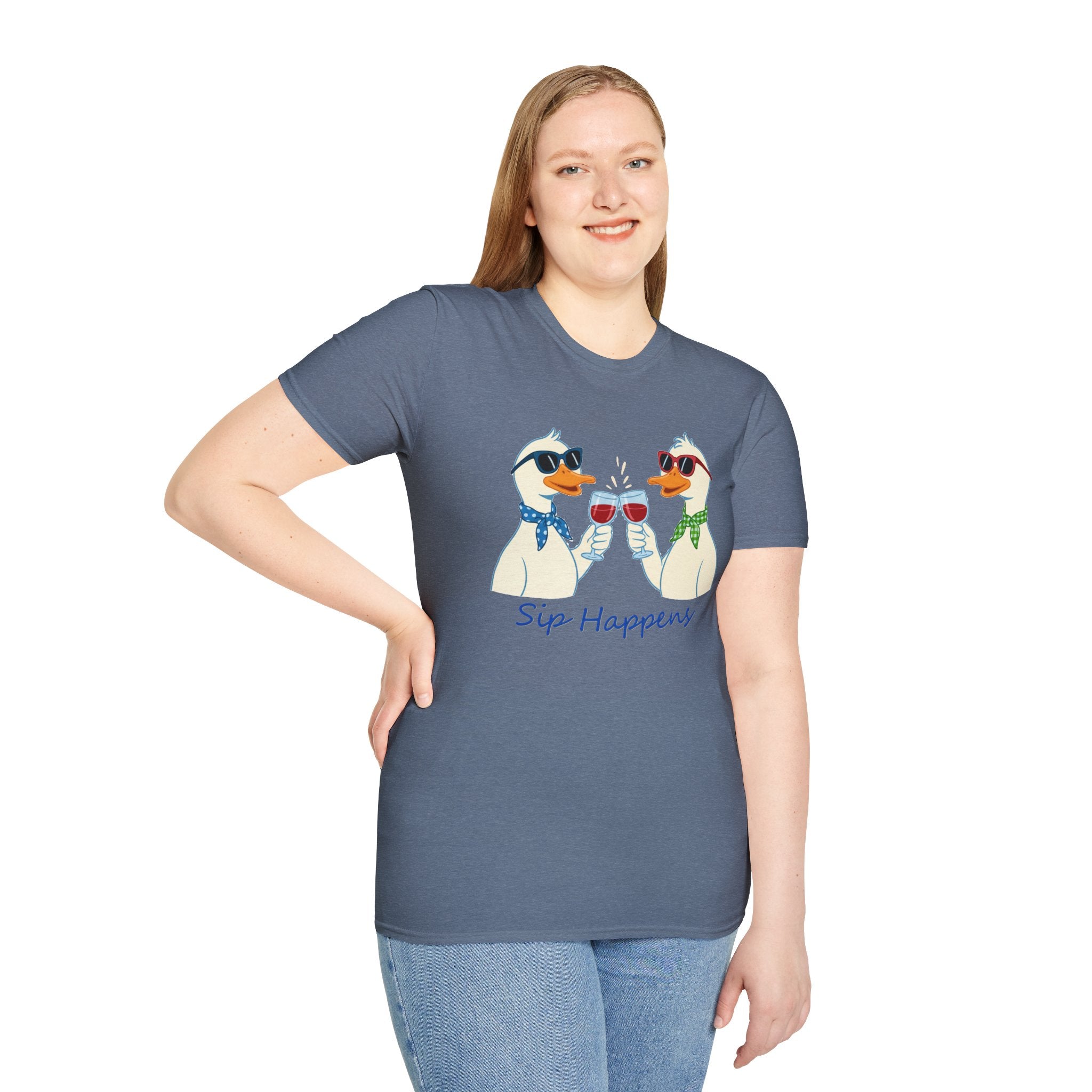 Funny Duck Shirt "Sip Happens" – Cute Drinking Ducks T-Shirt, Wine Lover Gift, Humor Graphic Tee, Casual Unisex Shirt