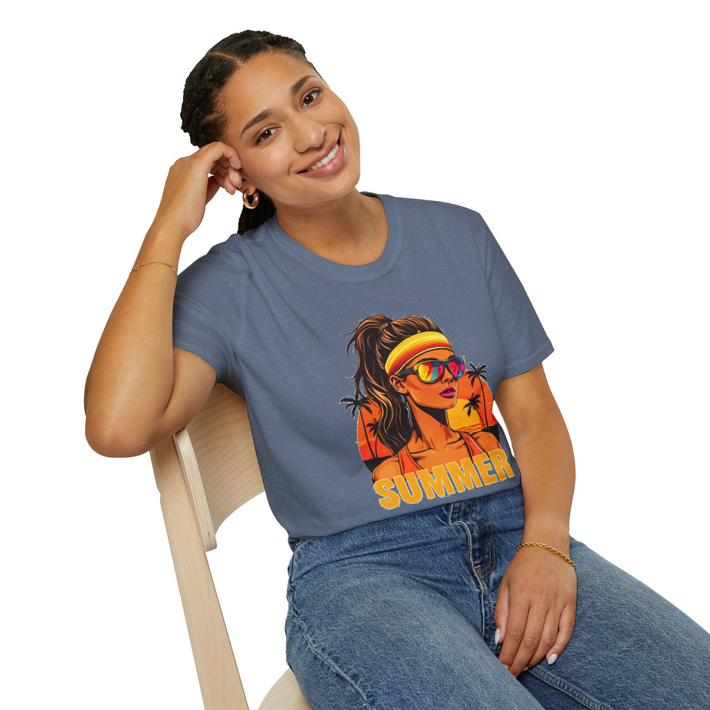 Summer Retro Graphic T-Shirt — 'SUMMER' Beach Babe Palm Tree Tee