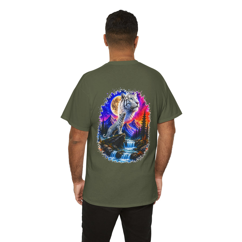 White Tiger Moon T-Shirt | Colorful Wildlife Graphic Tee | Big Cat Lover Gift | Unisex Nature Shirt