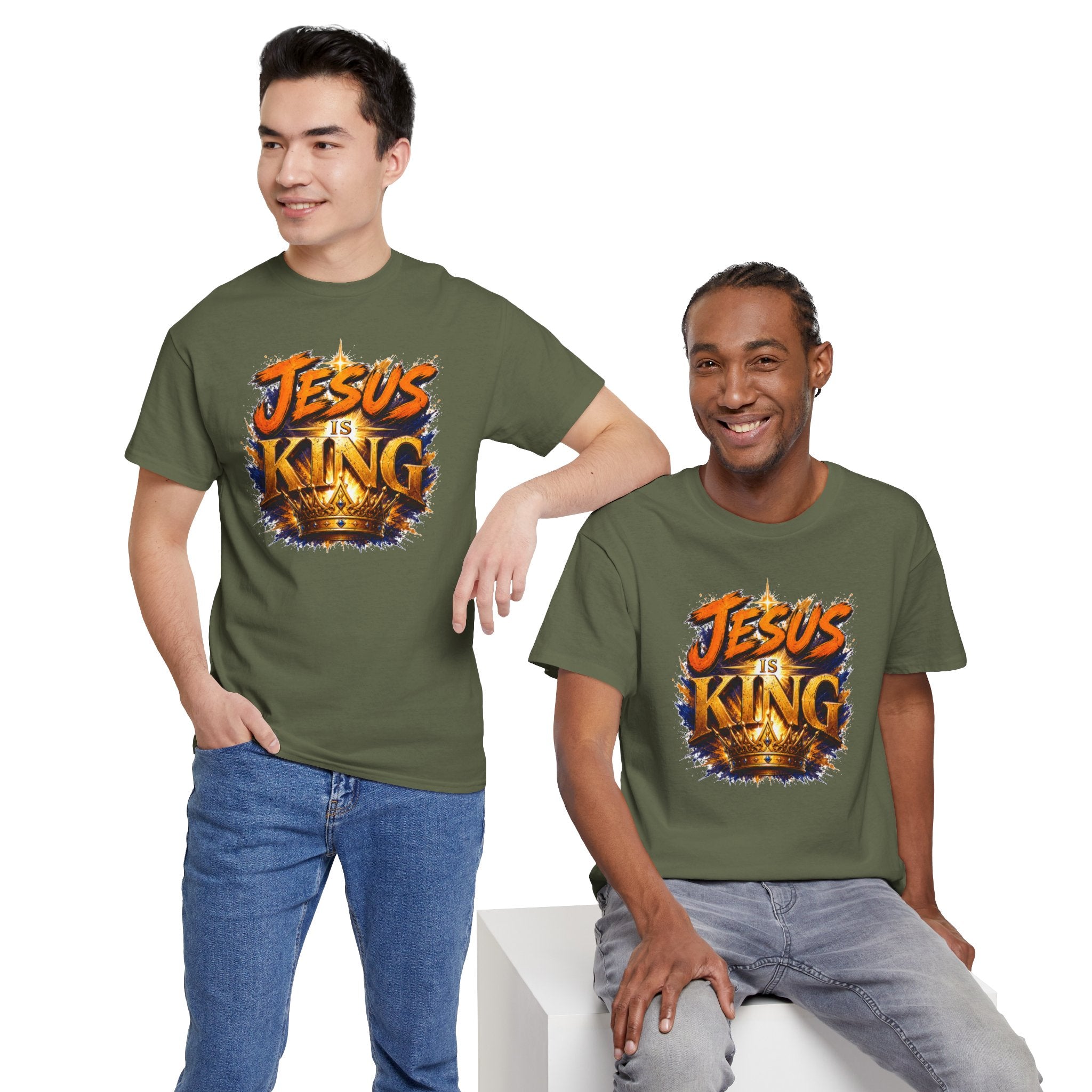 Jesus Is King Christian T-Shirt | Crown Graphic Tee | Religious Unisex Shirt | Faith Apparel | Christian Gift for Men & Women