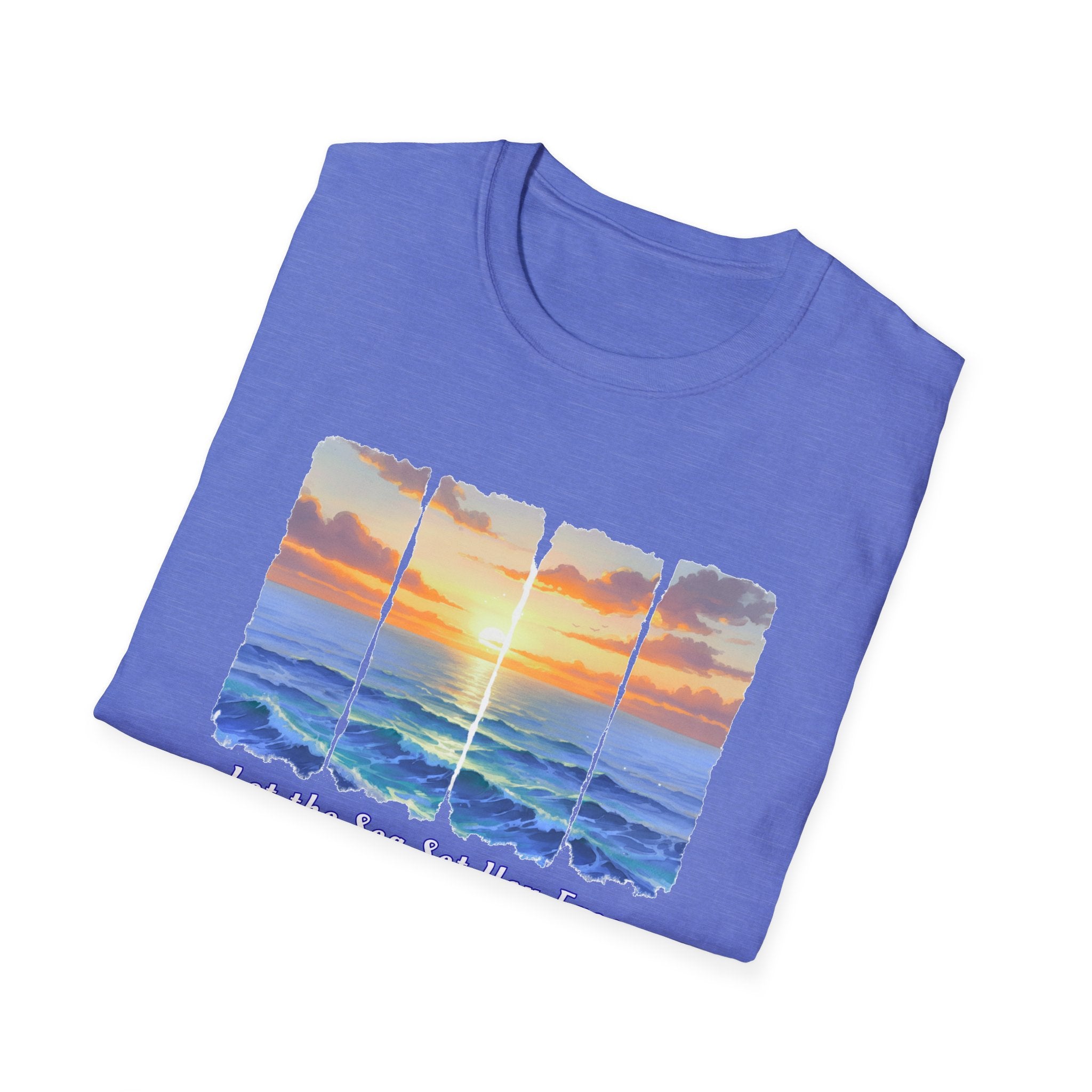 Sunset Ocean Shirt Let the Sea Set You Free Beach T Shirt Summer Vacation Tee Aesthetic Sea Wave Graphic Shirt