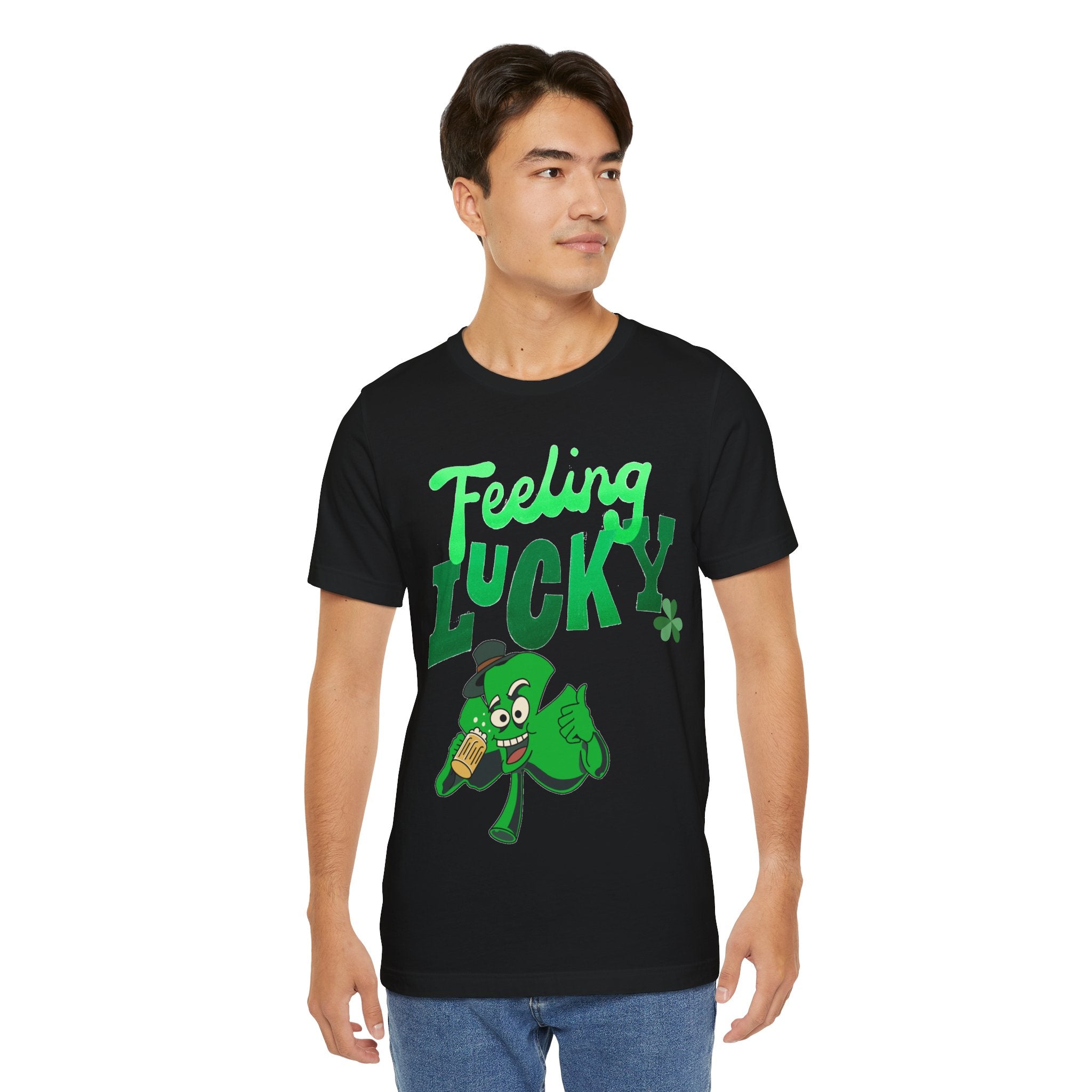 Feeling Lucky St. Patrick's Day T-Shirt — Shamrock Leprechaun Graphic Tee