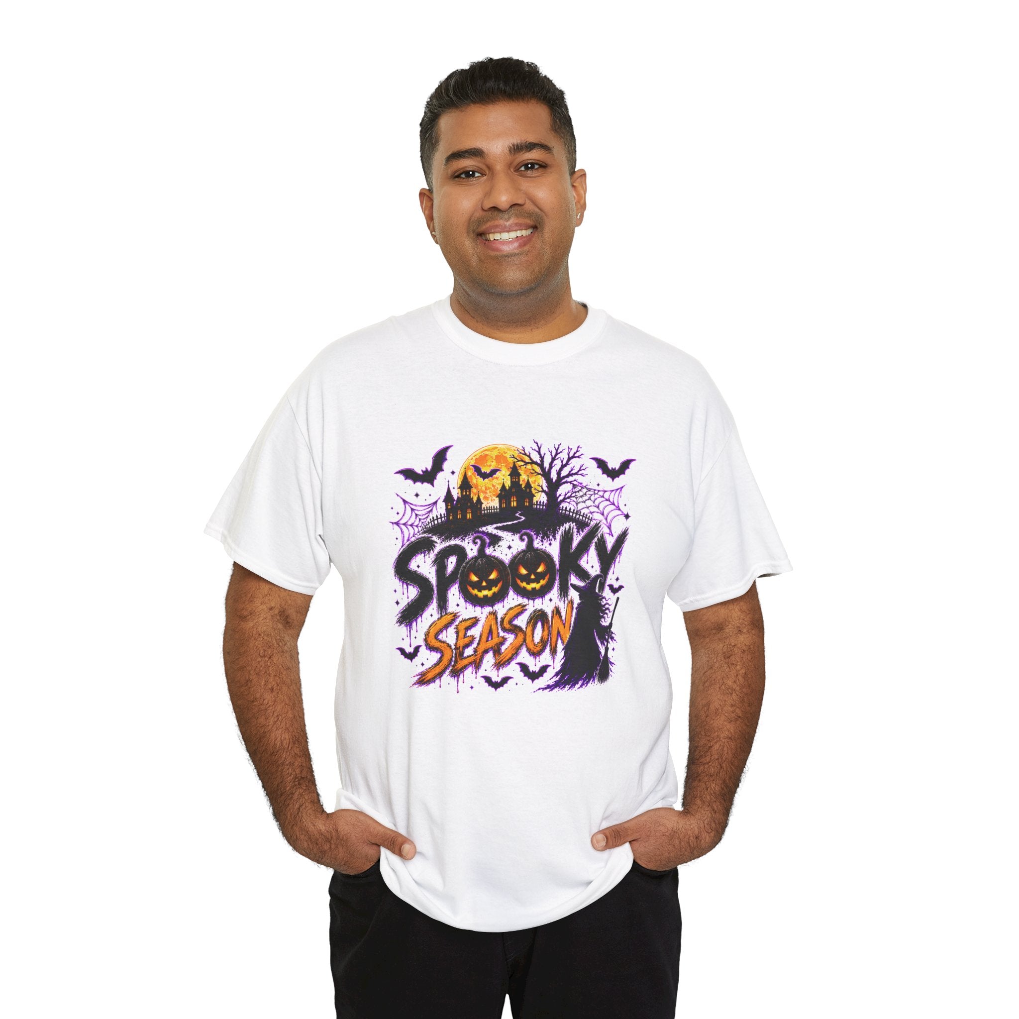 Spooky Season Halloween T-Shirt, Jack O Lantern Pumpkin Tee, Haunted House Graphic Shirt, Unisex Halloween Tee