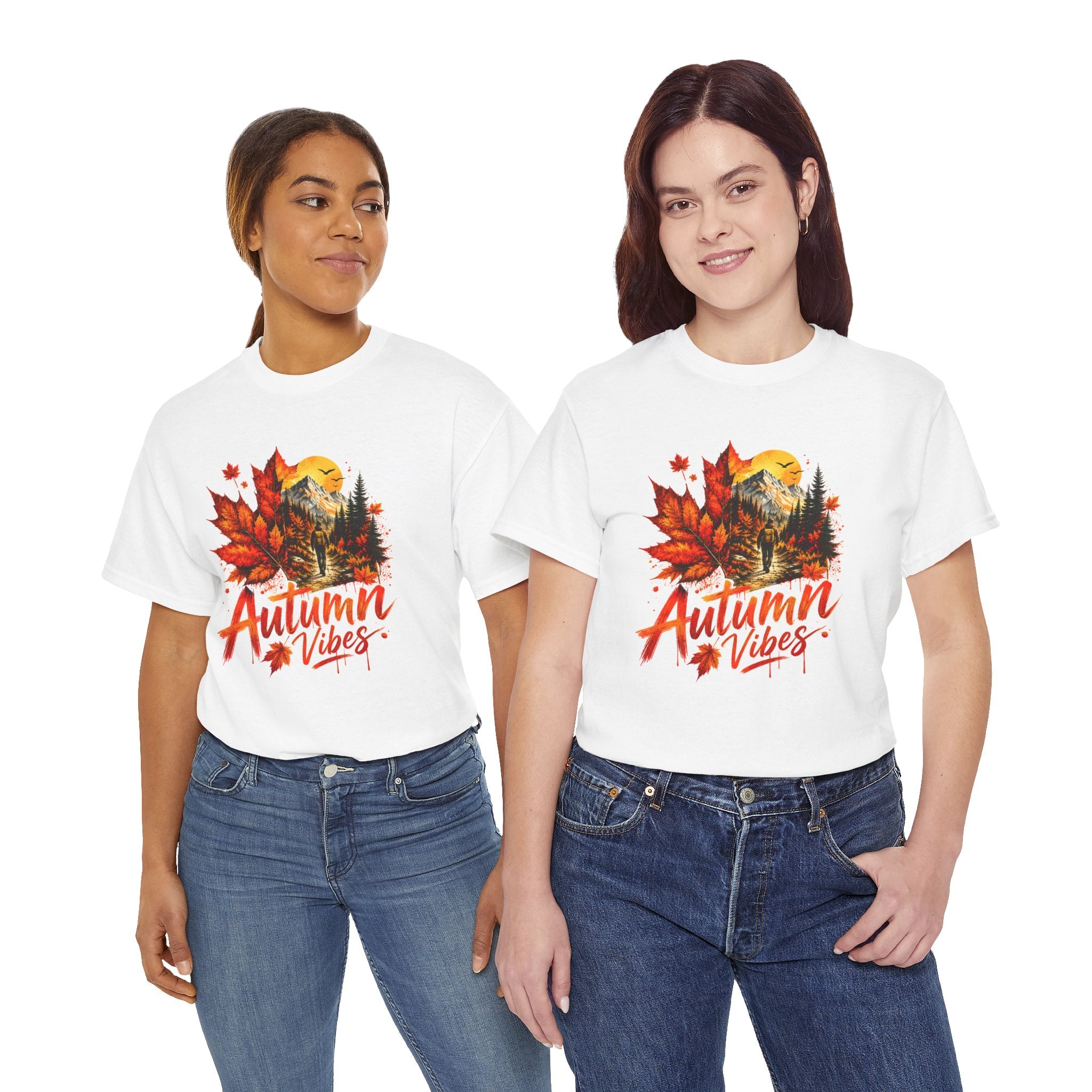 Autumn Vibes Shirt Fall Graphic Tee Colorful Leaves Nature T Shirt Cozy Fall Outfit