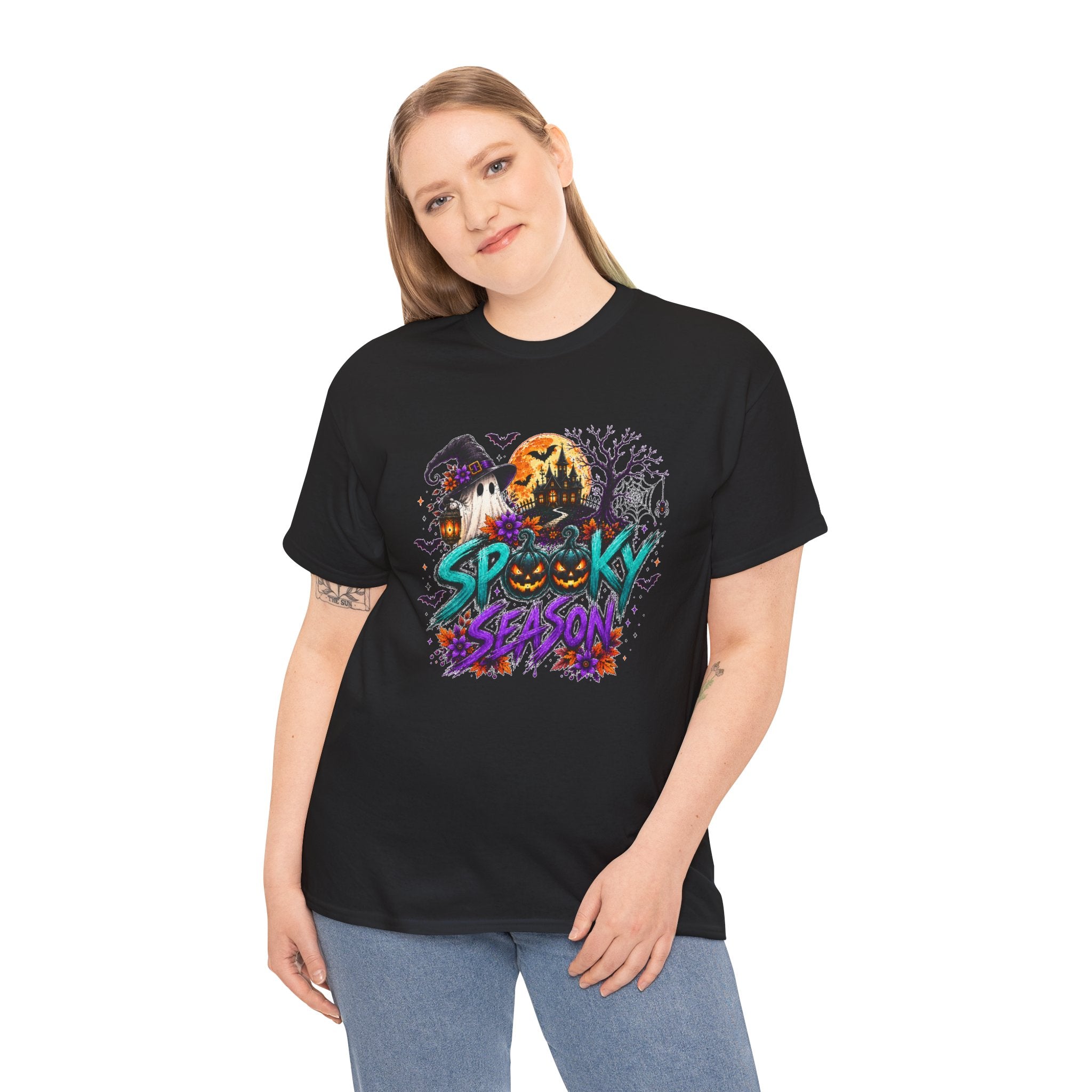 Spooky Season Halloween T-Shirt, Haunted House Pumpkin Tee, Halloween Graphic Shirt, Unisex Fall Tee
