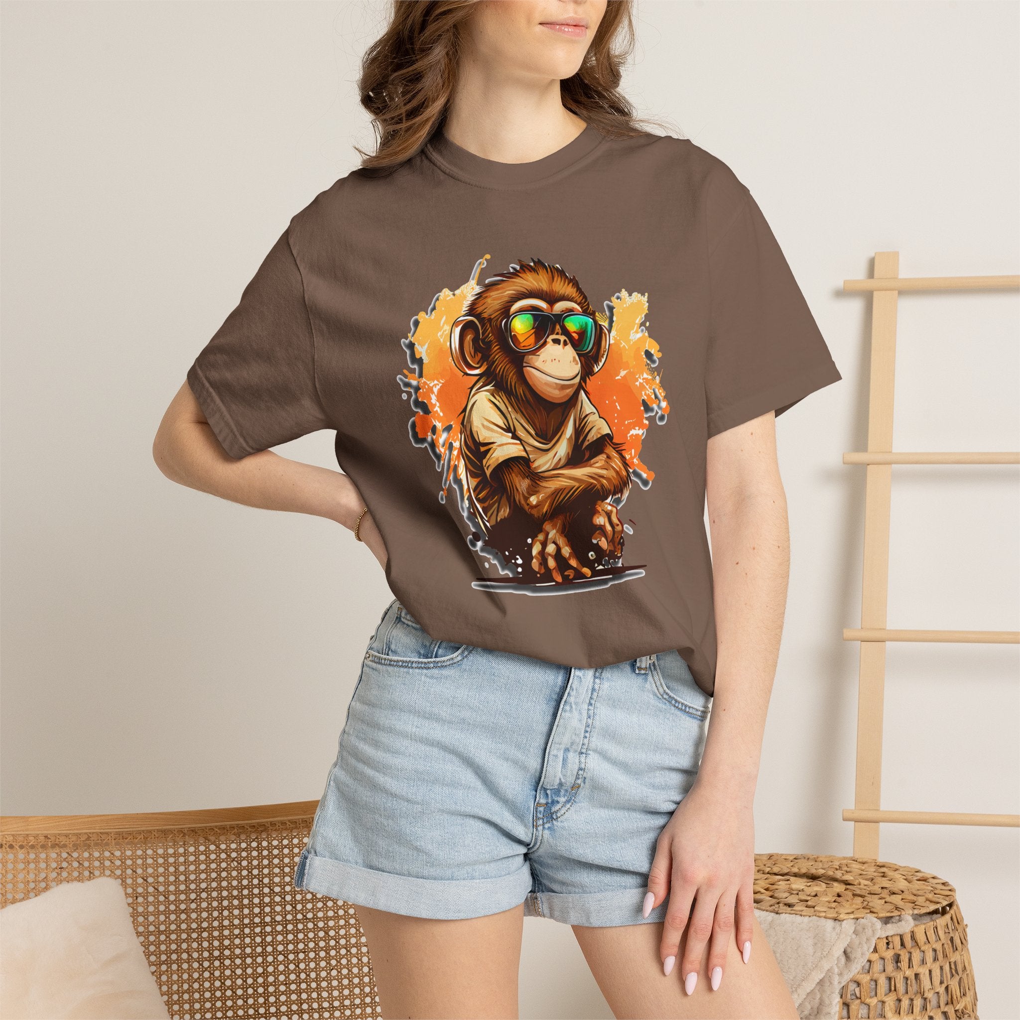 Cool Monkey Graphic T-Shirt | Funny Chimp Sunglasses Tee | Streetwear Animal Shirt | Unisex Casual Gift