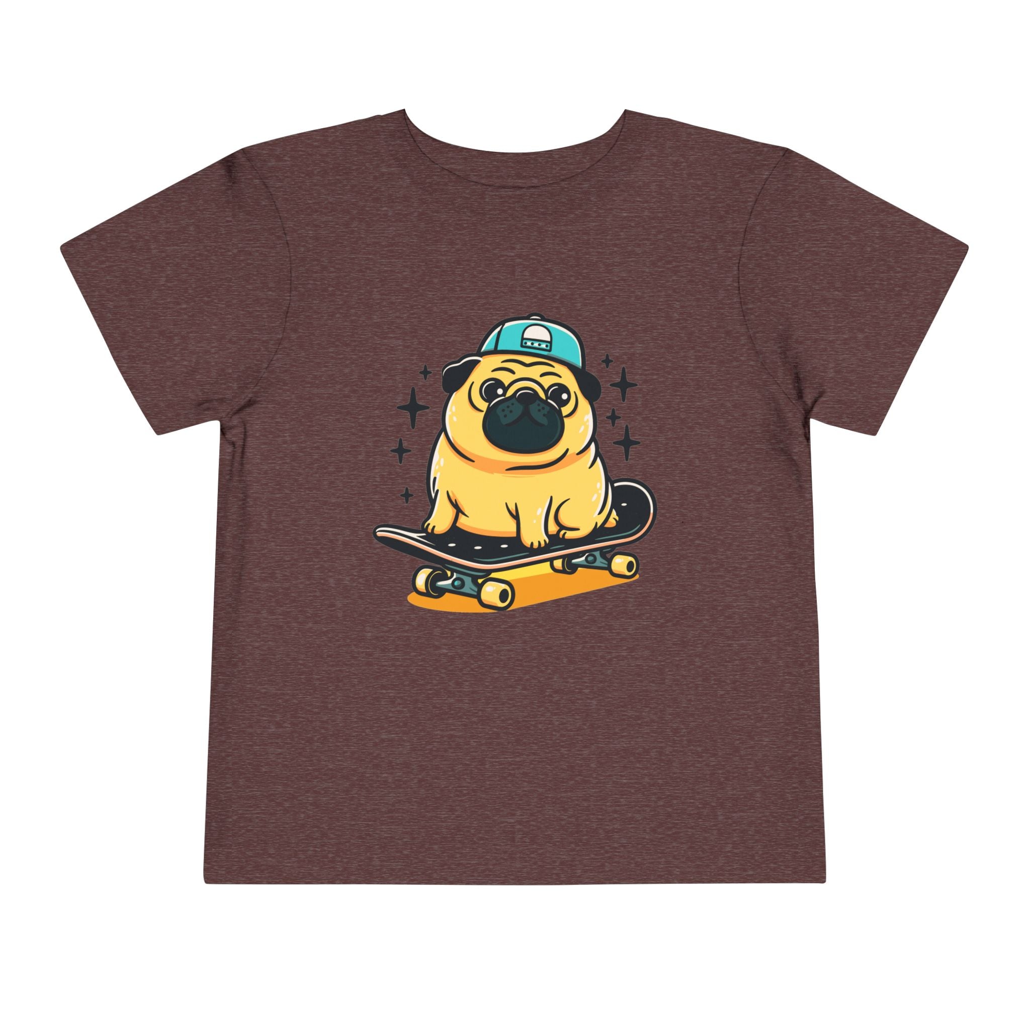 Toddler Tee — Cute Skateboarding Pug Graphic