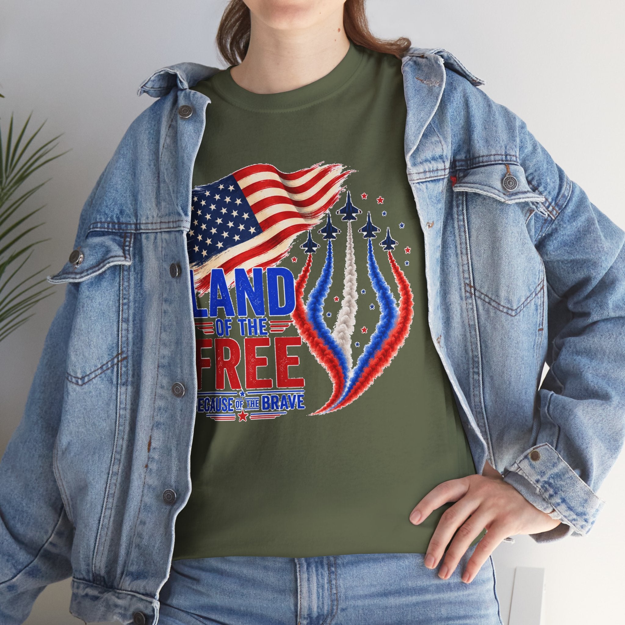 Land of the Free Because of the Brave Shirt, Patriotic 4th of July T-Shirt, USA Flag Tee, American Pride Shirt, Independence Day Gift