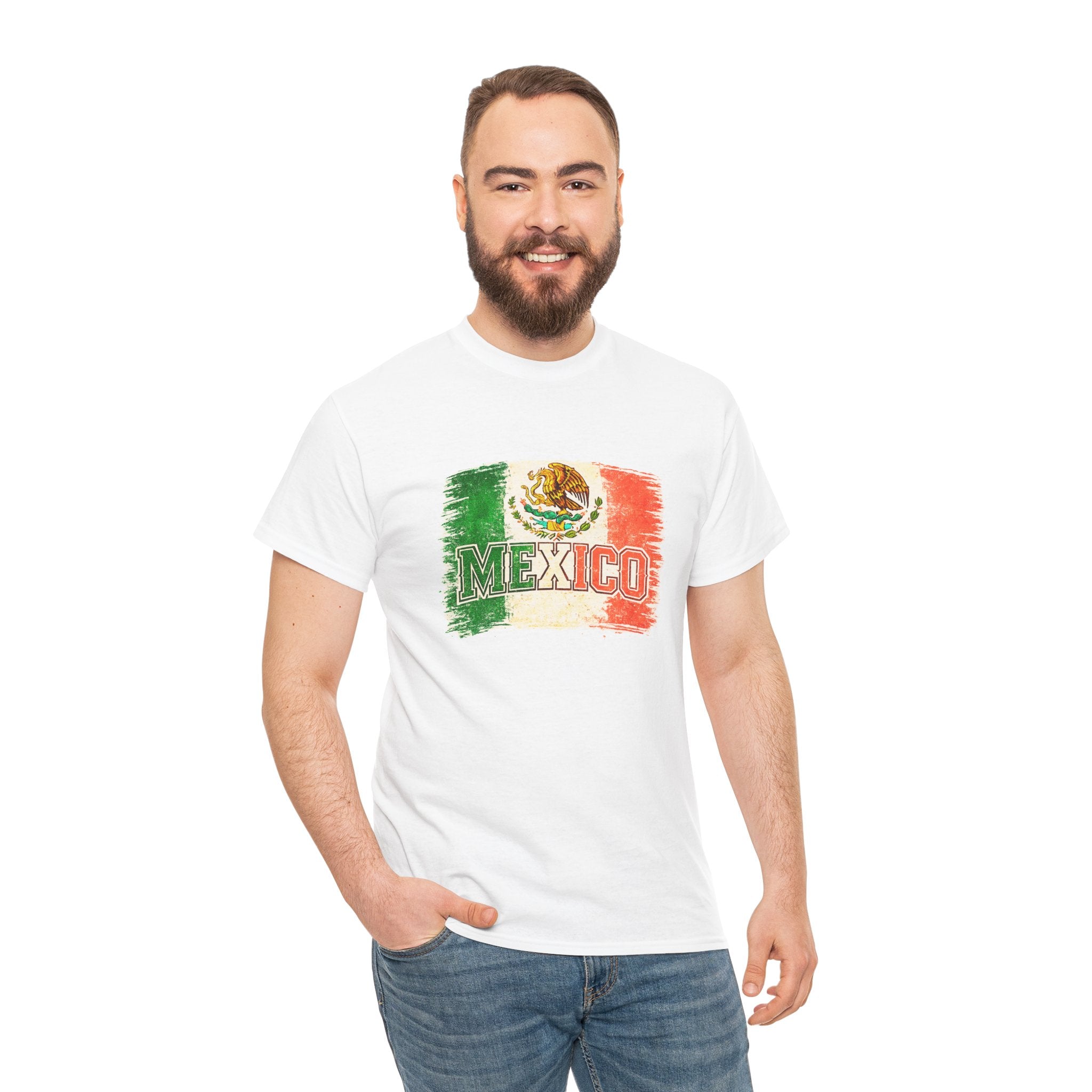Mexico Flag Vintage T-Shirt — Distressed Mexican Emblem Tee