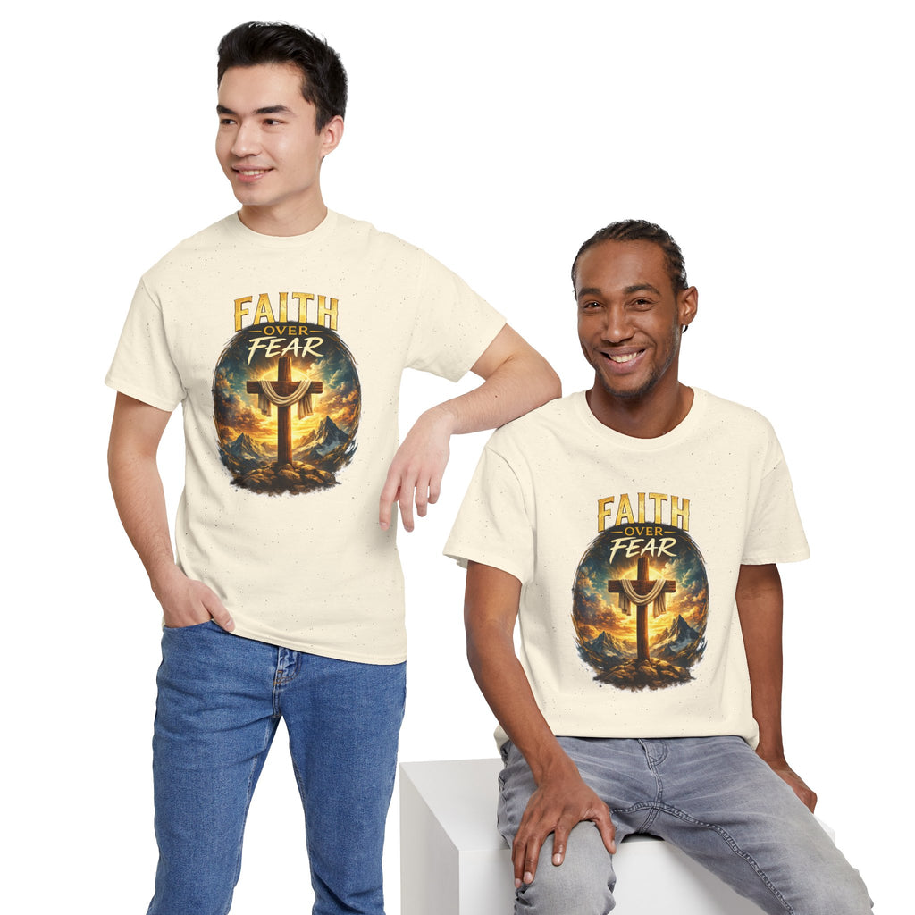 Faith Over Fear Christian T-Shirt | Cross Graphic Tee | Jesus Faith Shirt | Religious Unisex Shirt | Christian Gift for Men & Women