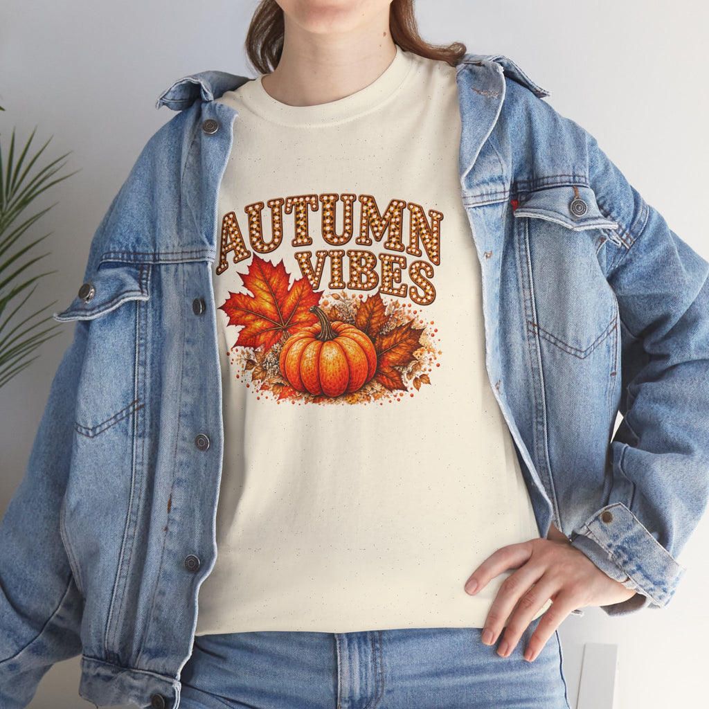 Autumn Vibes Pumpkin T-Shirt, Fall Leaves Graphic Tee, Cozy Fall Shirt, Thanksgiving Season Top