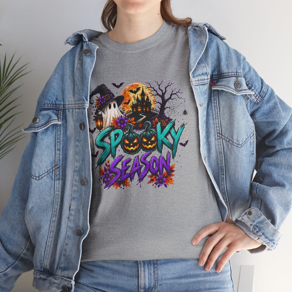 Spooky Season Halloween T-Shirt, Haunted House Pumpkin Tee, Halloween Graphic Shirt, Unisex Fall Tee