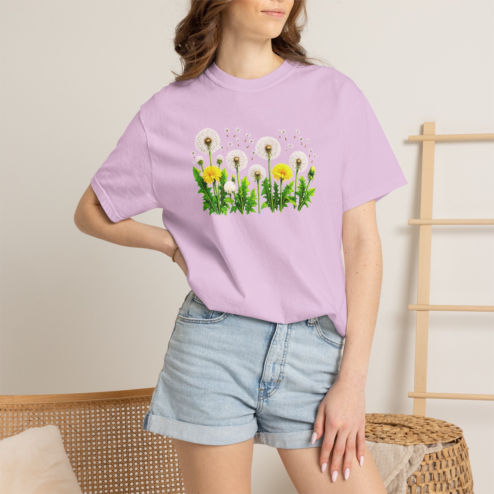 Dandelion Flower Shirt, Wildflower T-Shirt for Women, Botanical Graphic Tee, Spring Garden Shirt, Comfort Colors 1717