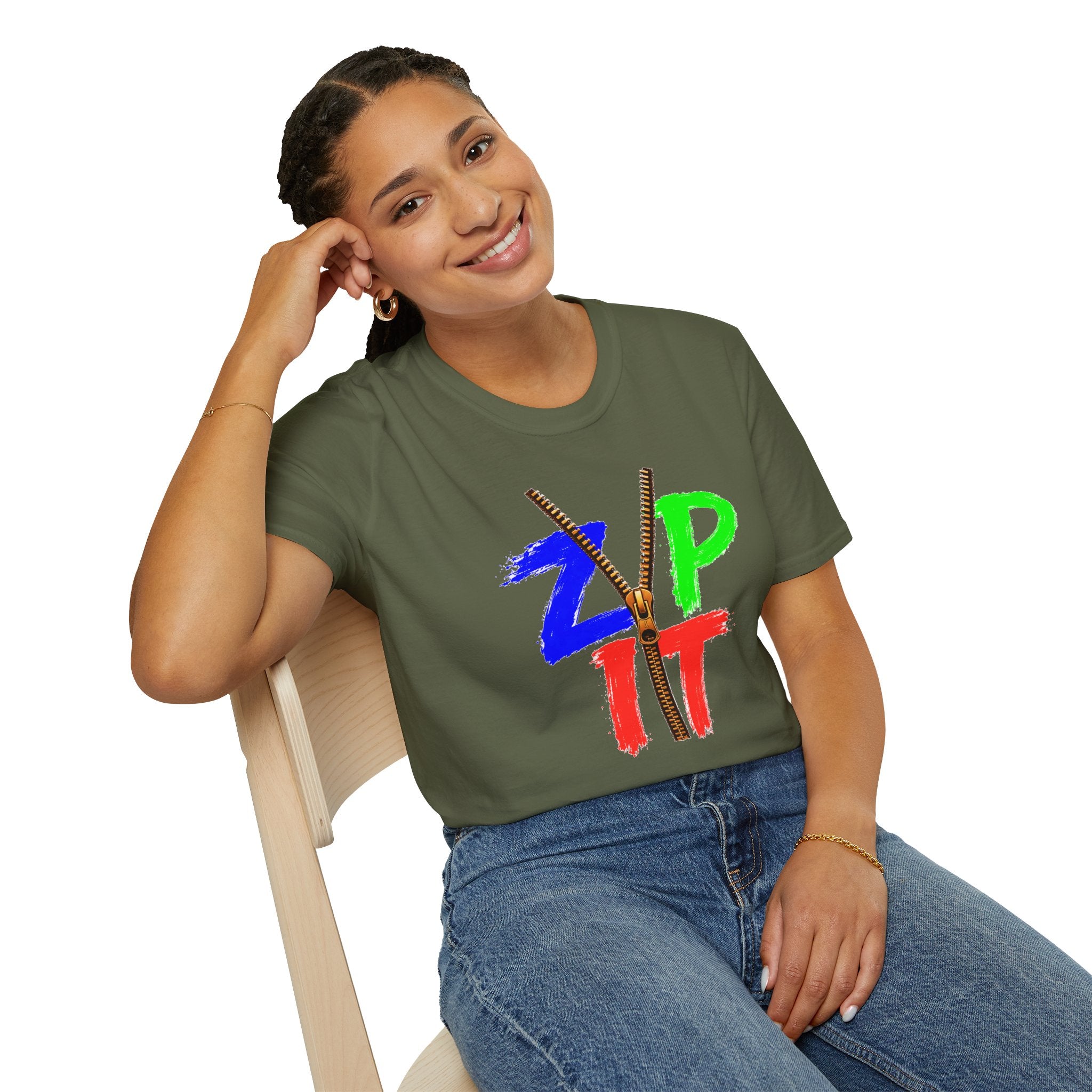 Zip It T-Shirt — Bold Color Zipper Graphic Tee