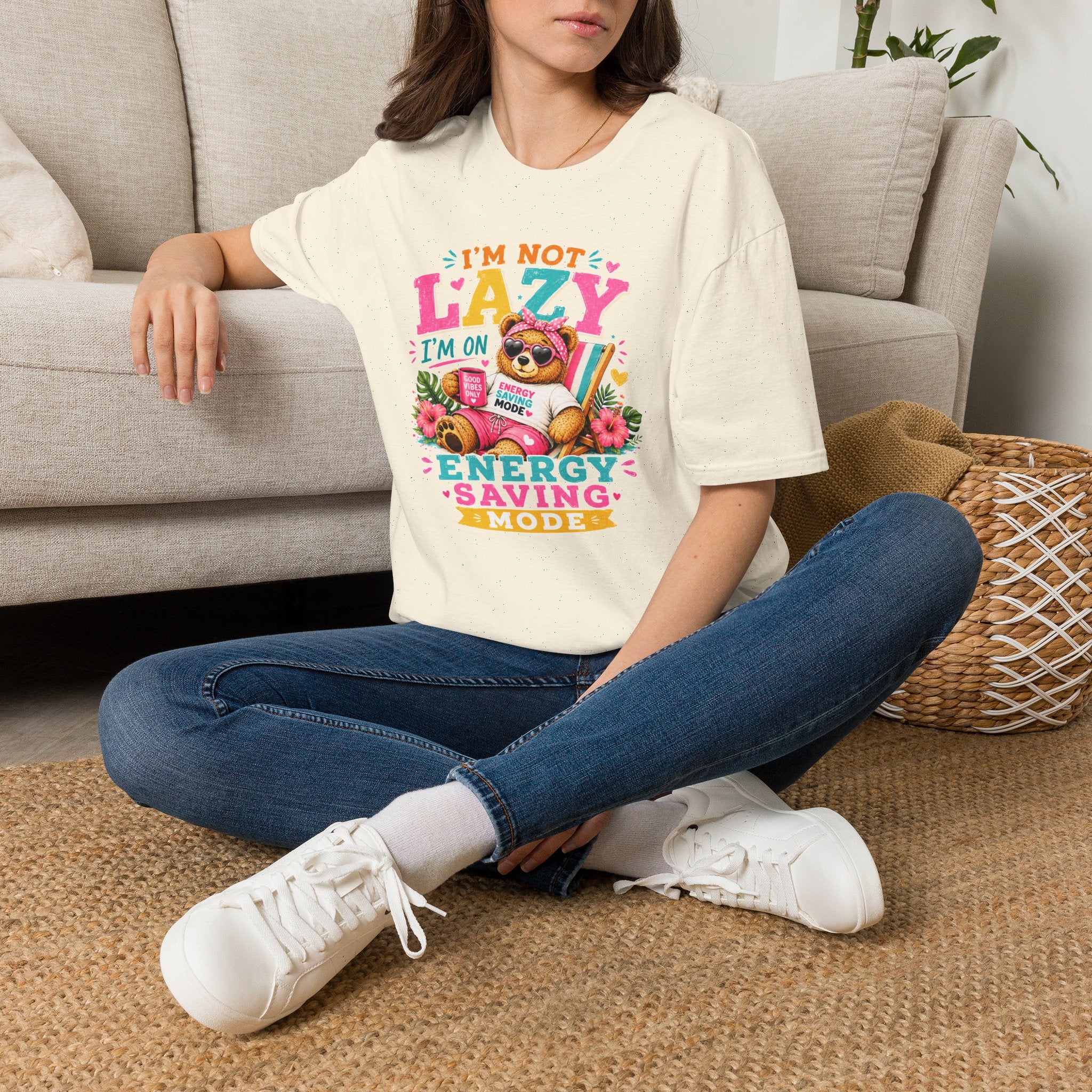 Funny Sloth Shirt, I'm Not Lazy I'm On Energy Saving Mode Tee, Cute Animal Graphic T-Shirt