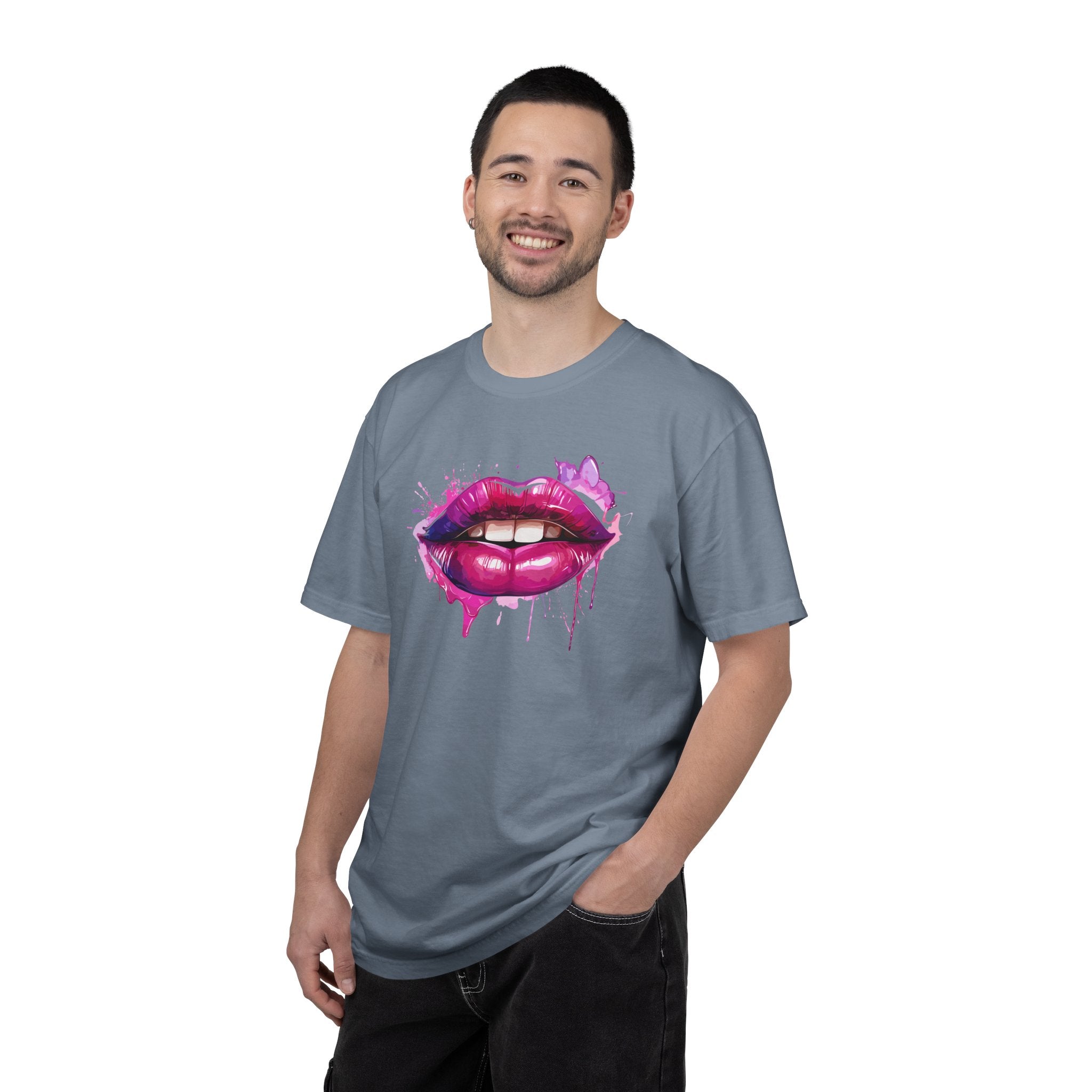 Lip Art T-Shirt — Pink Drip Painted Lips Graphic Tee