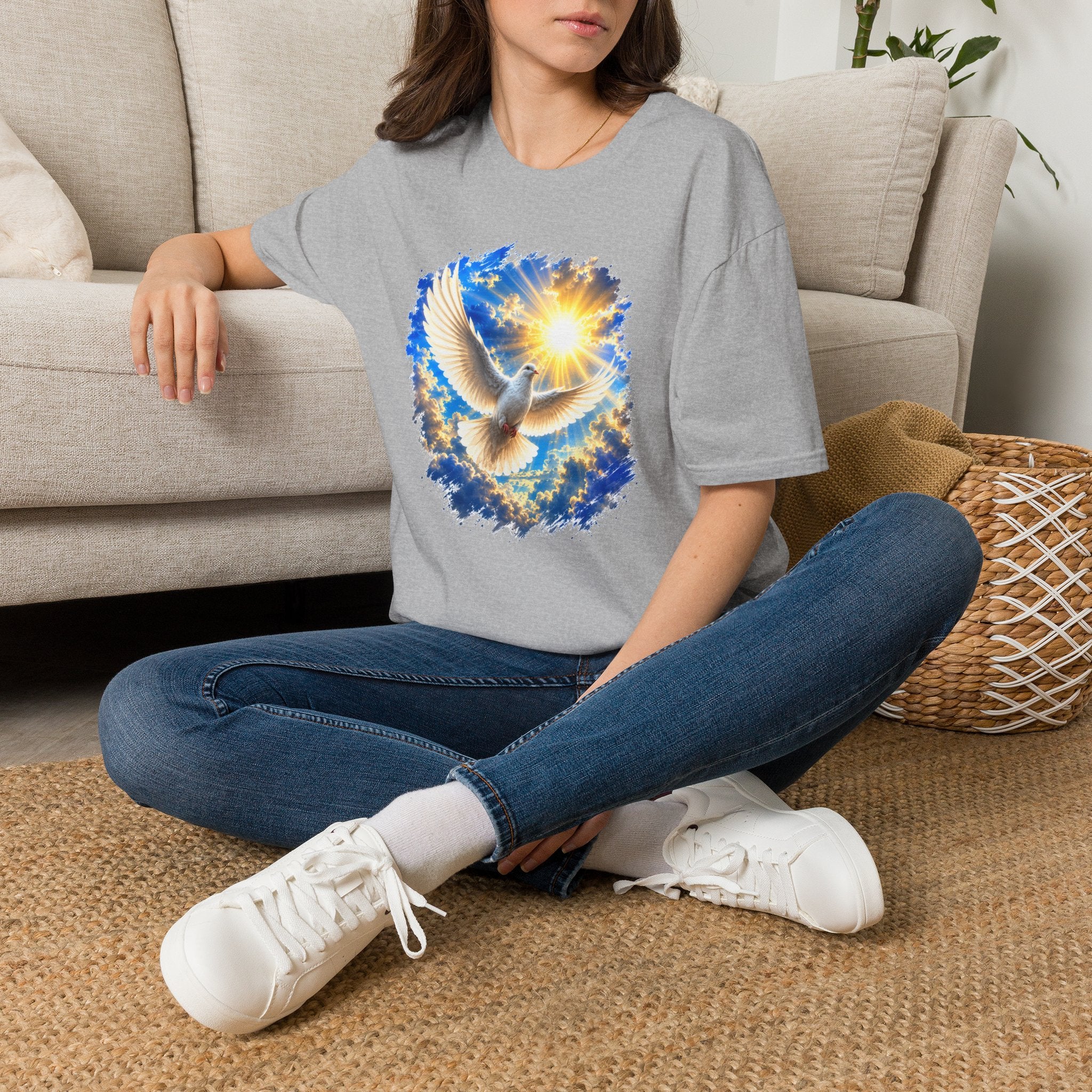 Dove of Light T-Shirt | White Dove Graphic Tee | Peace & Hope Shirt | Inspirational Bird Tee | Christian Gift | Unisex Graphic T-Shirt