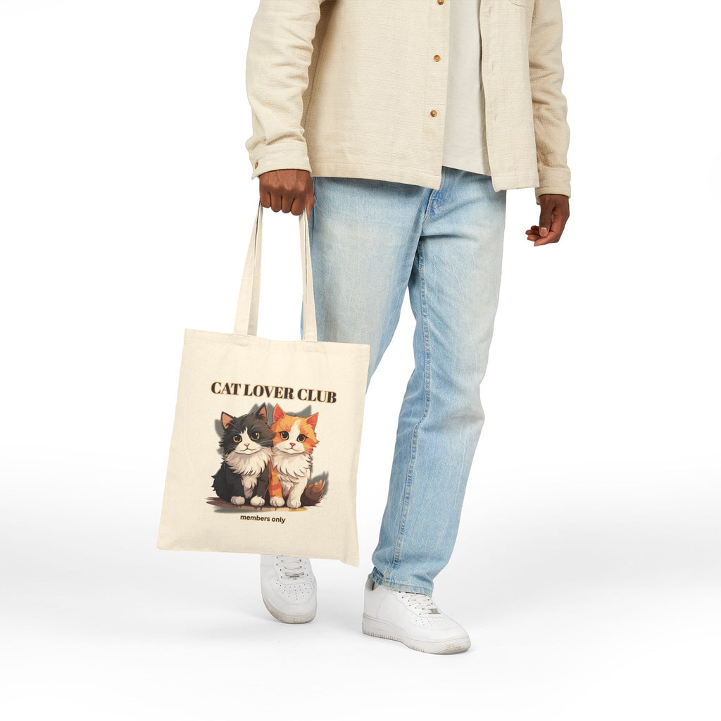 Cat Lover Club Canvas Tote Bag – Cute Kittens 'Members Only' Eco Shopper