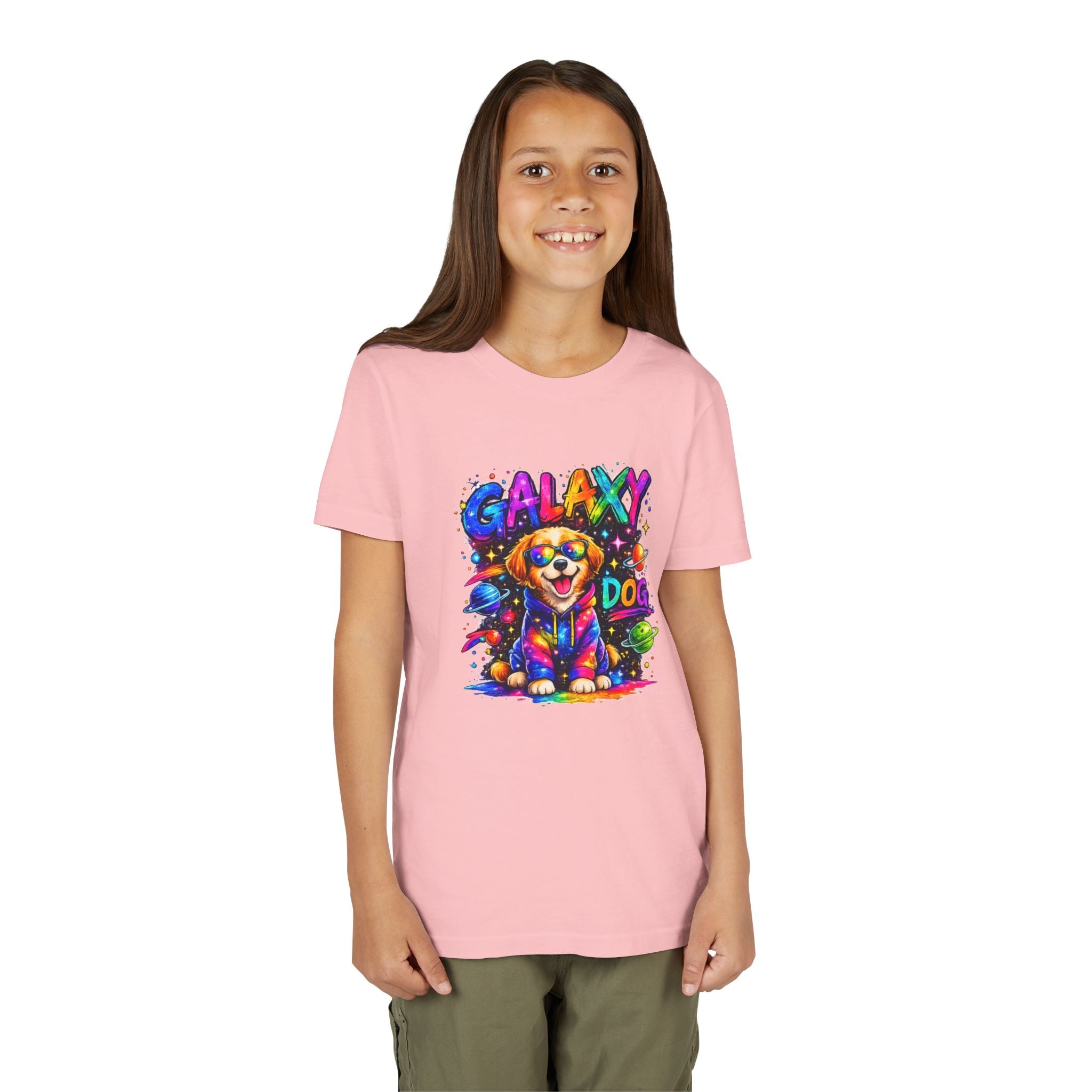 Galaxy Dog Youth Shirt, Space Puppy Kids T-Shirt, Colorful Dog Tee for Boys Girls, Rainbow Galaxy Dog Graphic Tee, Cute Gift for Dog Lovers