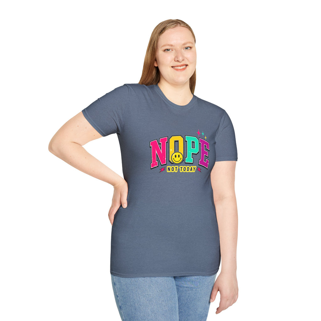 Nope Not Today T-Shirt — Retro Colorful Graphic Tee with Smiley