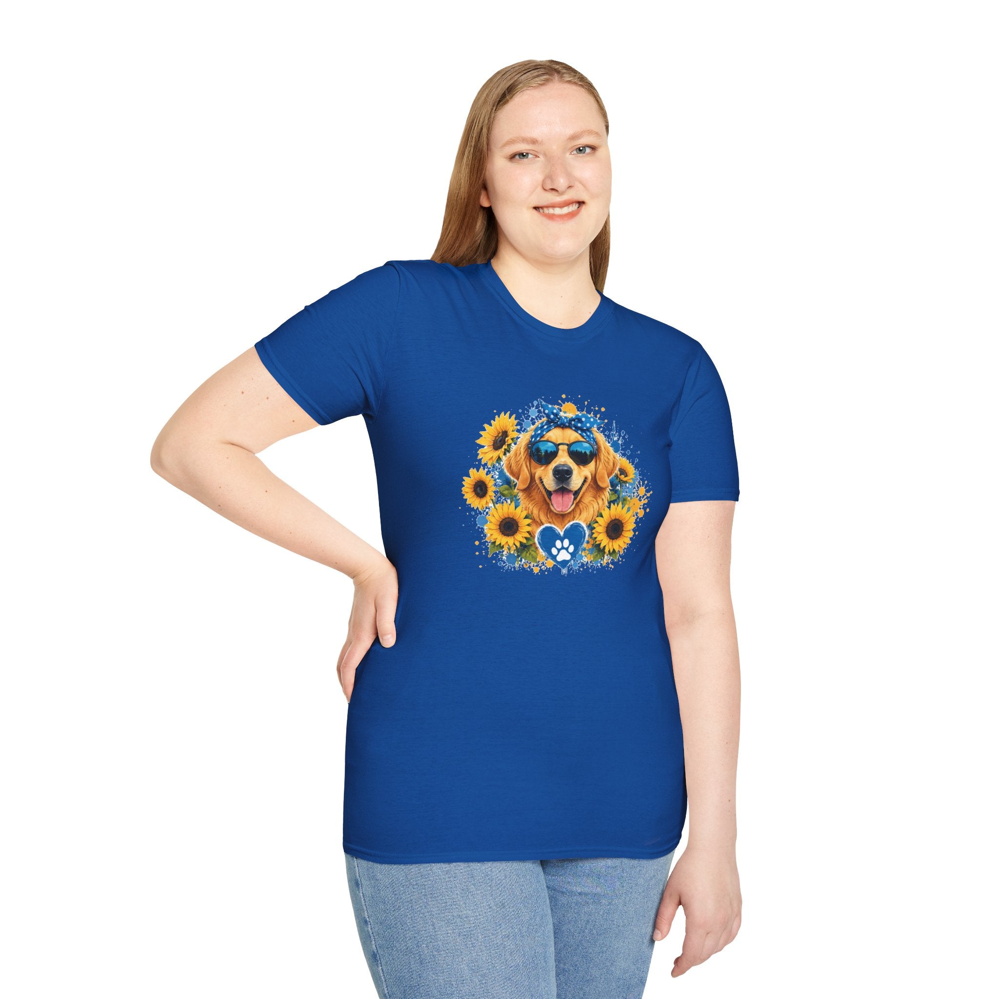 Golden Retriever Sunflower T-Shirt | Cute Dog Lover Shirt | Happy Puppy Graphic Tee | Floral Dog Mom Gift | Summer Unisex Tee
