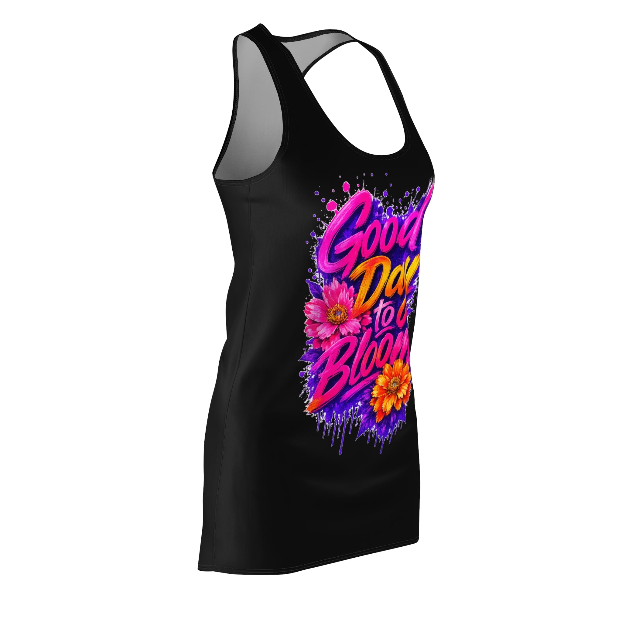 Good Day to Bloom Racerback Dress | Floral Graphic Summer Dress | Women's Casual Beach Vacation Dress | Colorful Flower Print