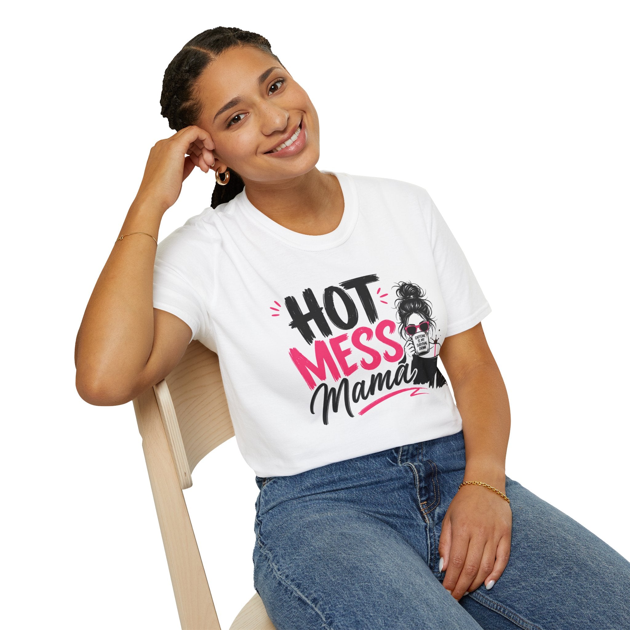 Hot Mess Mama Coffee Lover Shirt, Funny Mom Life Graphic Tee, Caffeine Humor T-Shirt for Moms